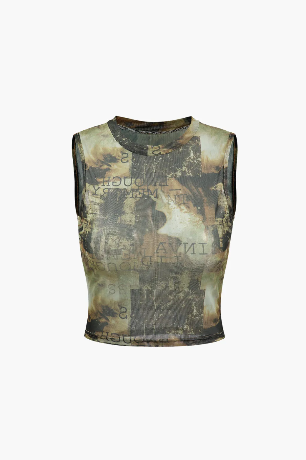 Hot Abstract Print Mesh Tank Top Tank Tops & Cami