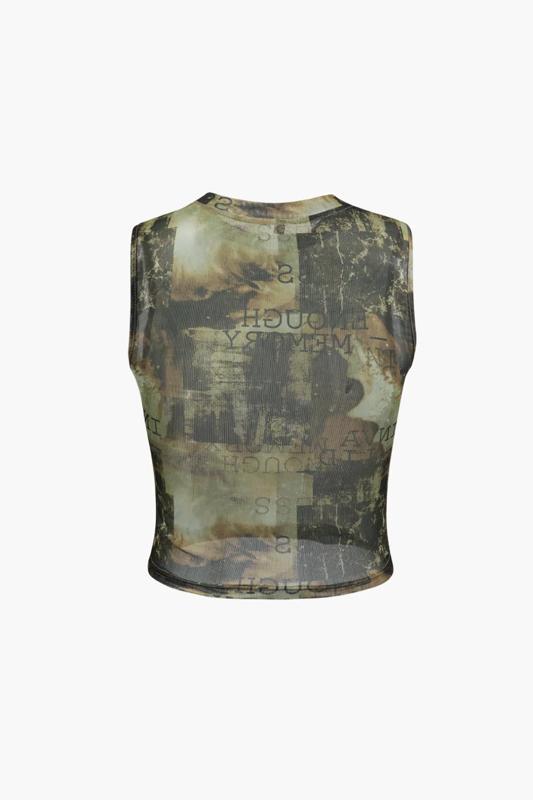 Hot Abstract Print Mesh Tank Top Tank Tops & Cami