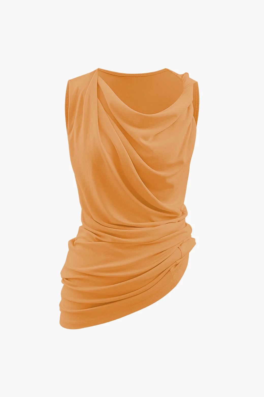 Best Sale Asymmetric Cowl Neck Ruched Tank Top Tank Tops & Cami