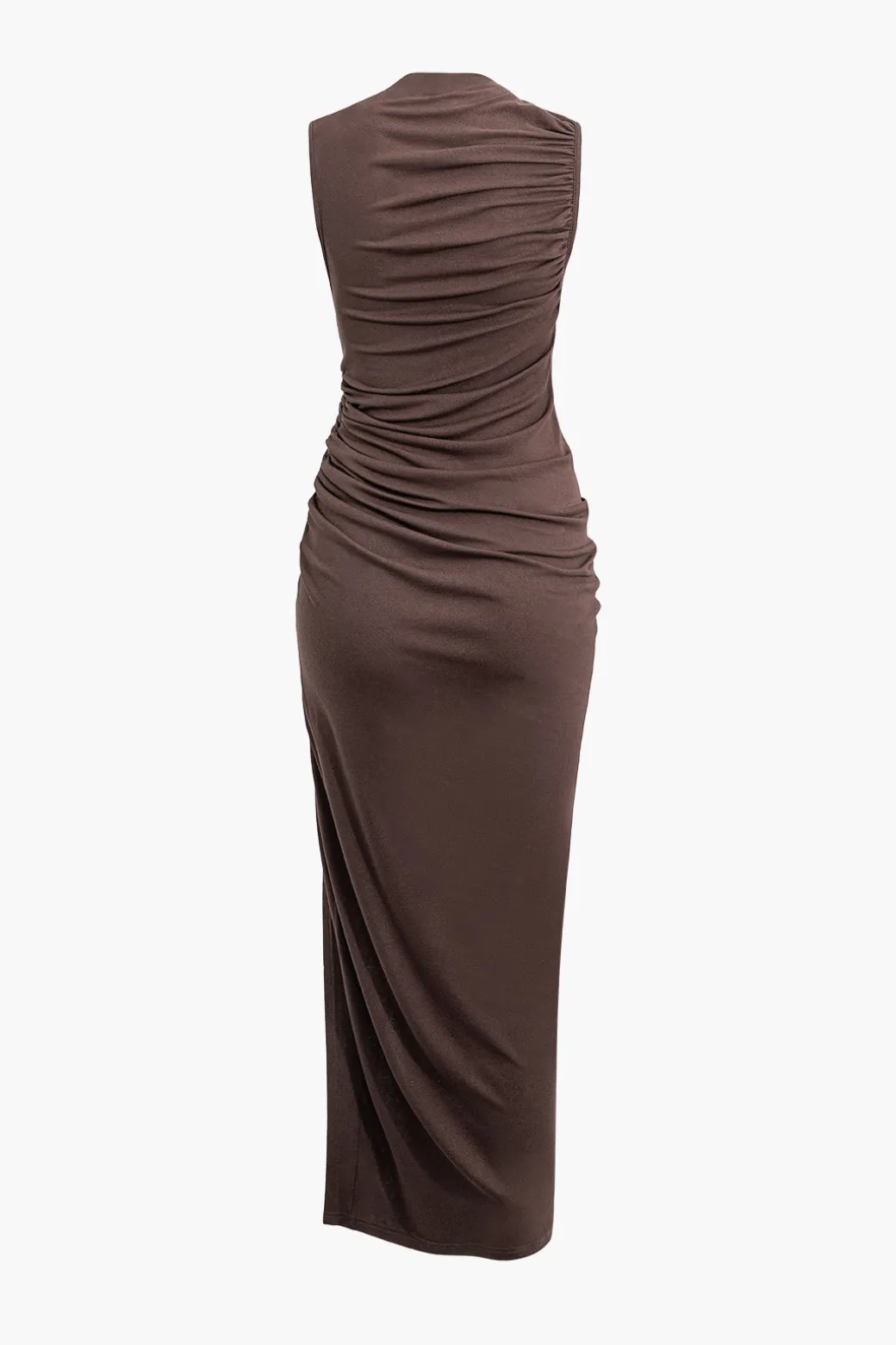 Outlet Asymmetric Ruched Drawstring Slit Sleeveless Maxi Dress Maxi Dresses