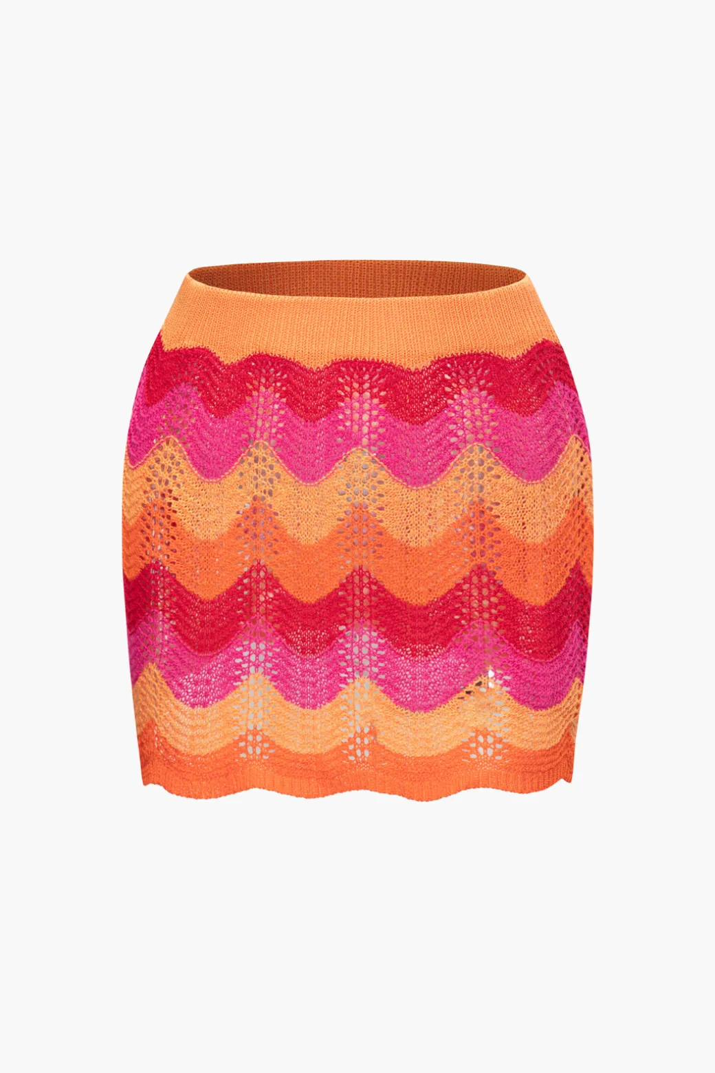 Clearance Color Block Crochet Knit Skirt Skirts