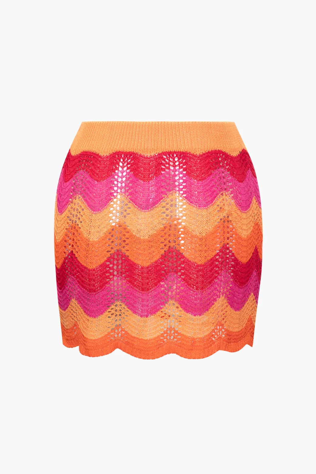 Clearance Color Block Crochet Knit Skirt Skirts
