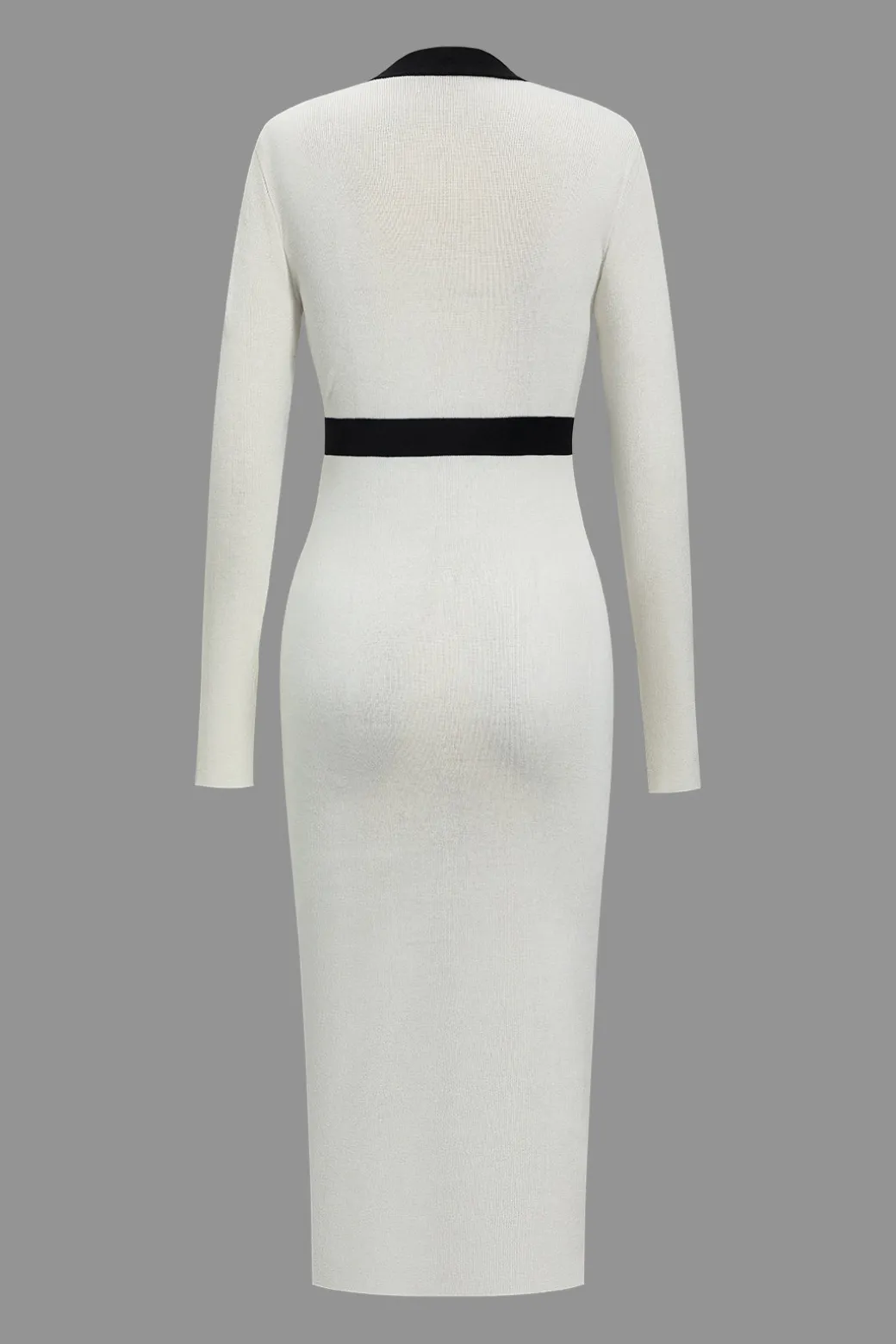 Clearance Color Block Knit Button Long-Sleeve Dress Long Sleeve Dresses | Knitwear
