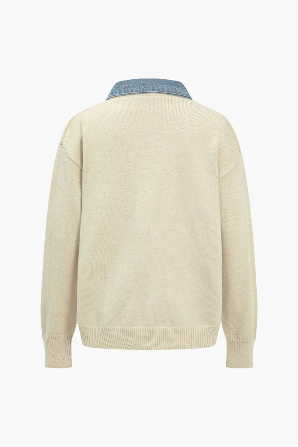 Clearance Color Block Patchwork Denim Sweater Cardigan Outerwear | Outerwear