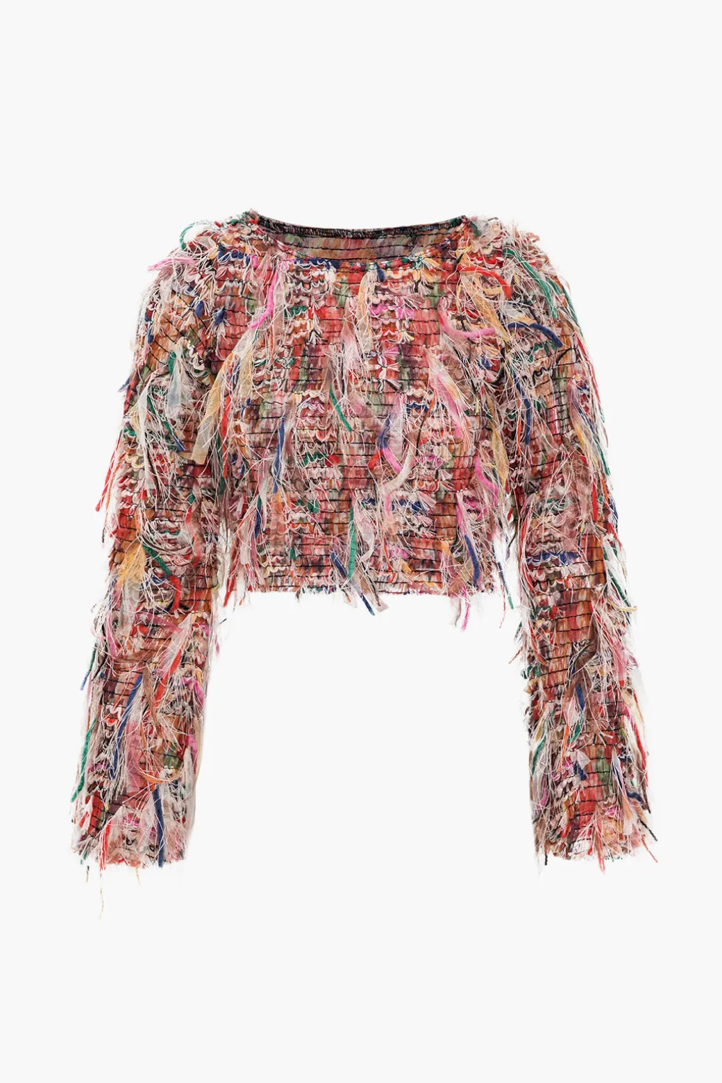 Clearance Color Block Print Fringe Long-Sleeve Shirt Long Sleeve Tops | Long Sleeves Tops