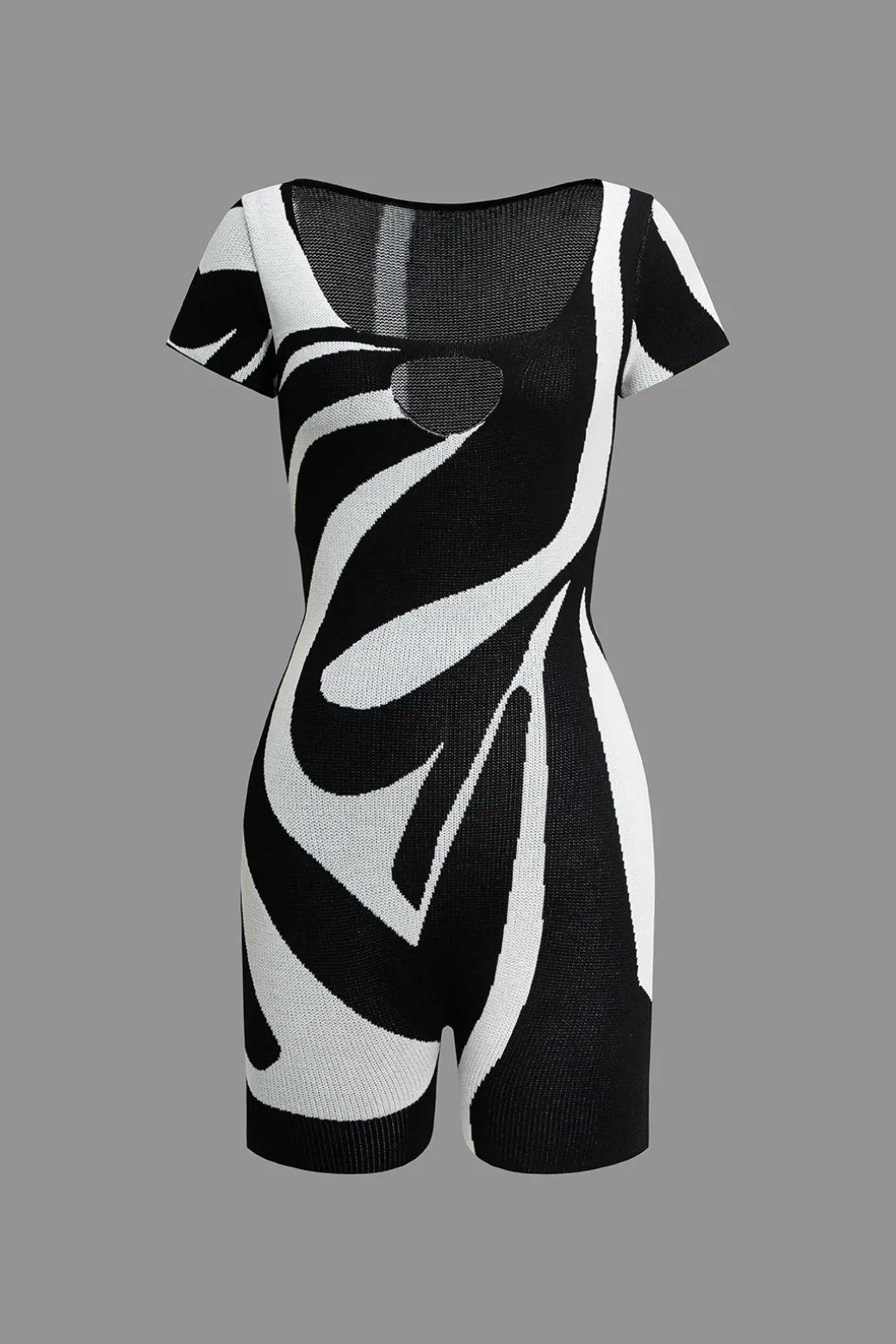 New Color Block Print Stripe Cut Out Romper Jumpsuits & Rompers