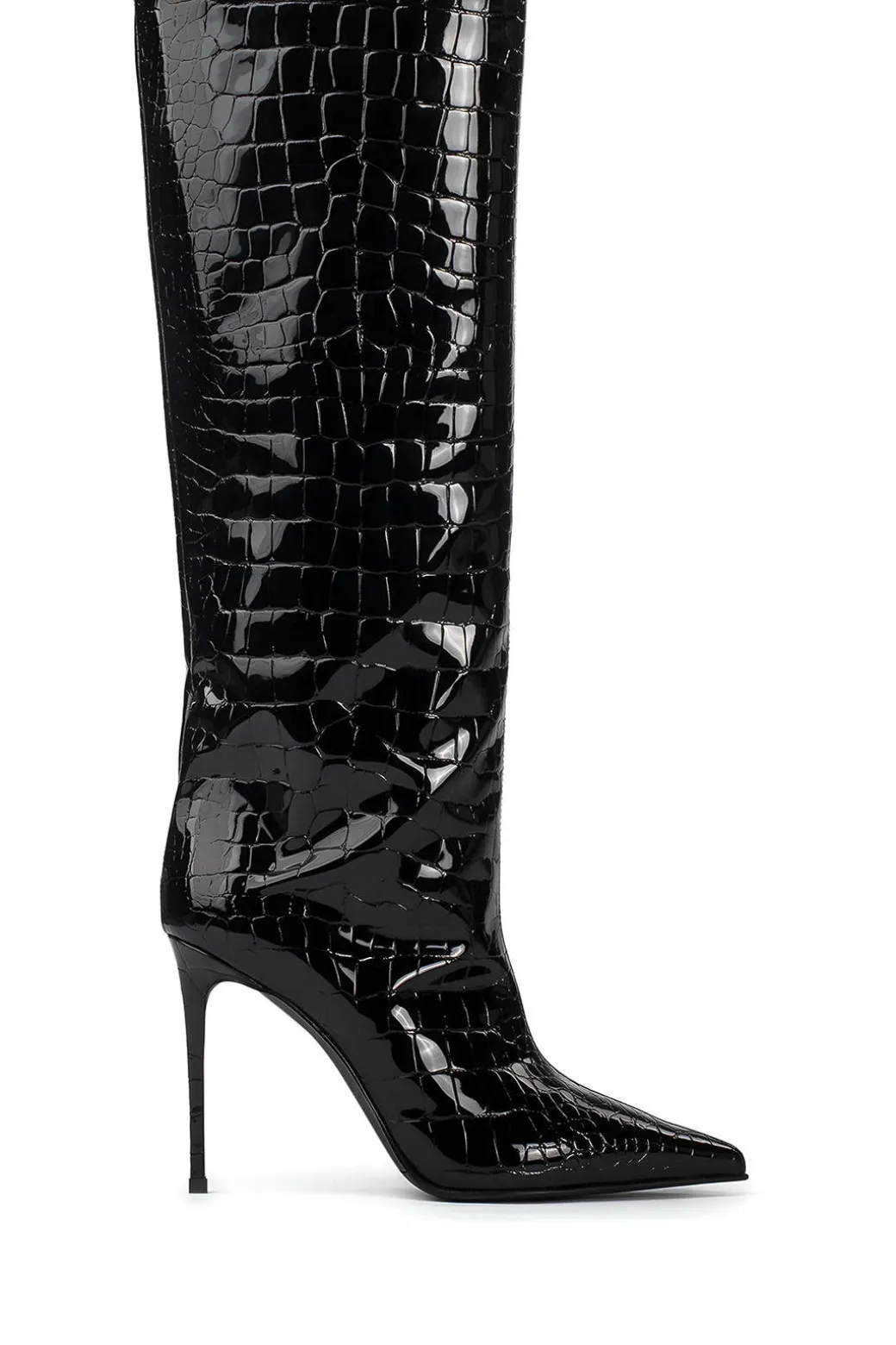 Online Crocodile Leather High Tube Pointed Toe Over The Knee Boots Shoes | Boots