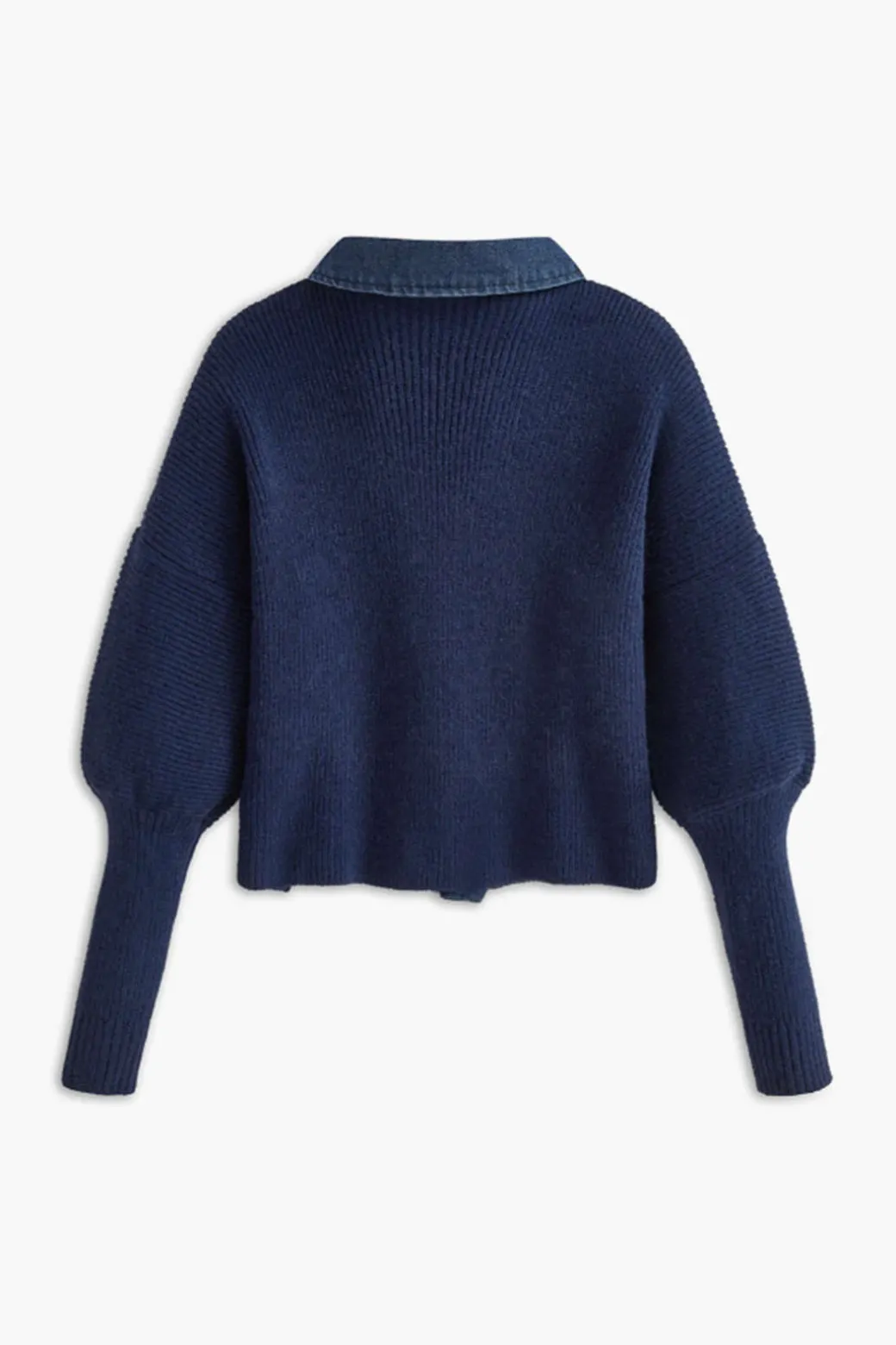 Best Sale Denim Contrast Button-Up Sweater Cardigan Knitwear | Knit Tops