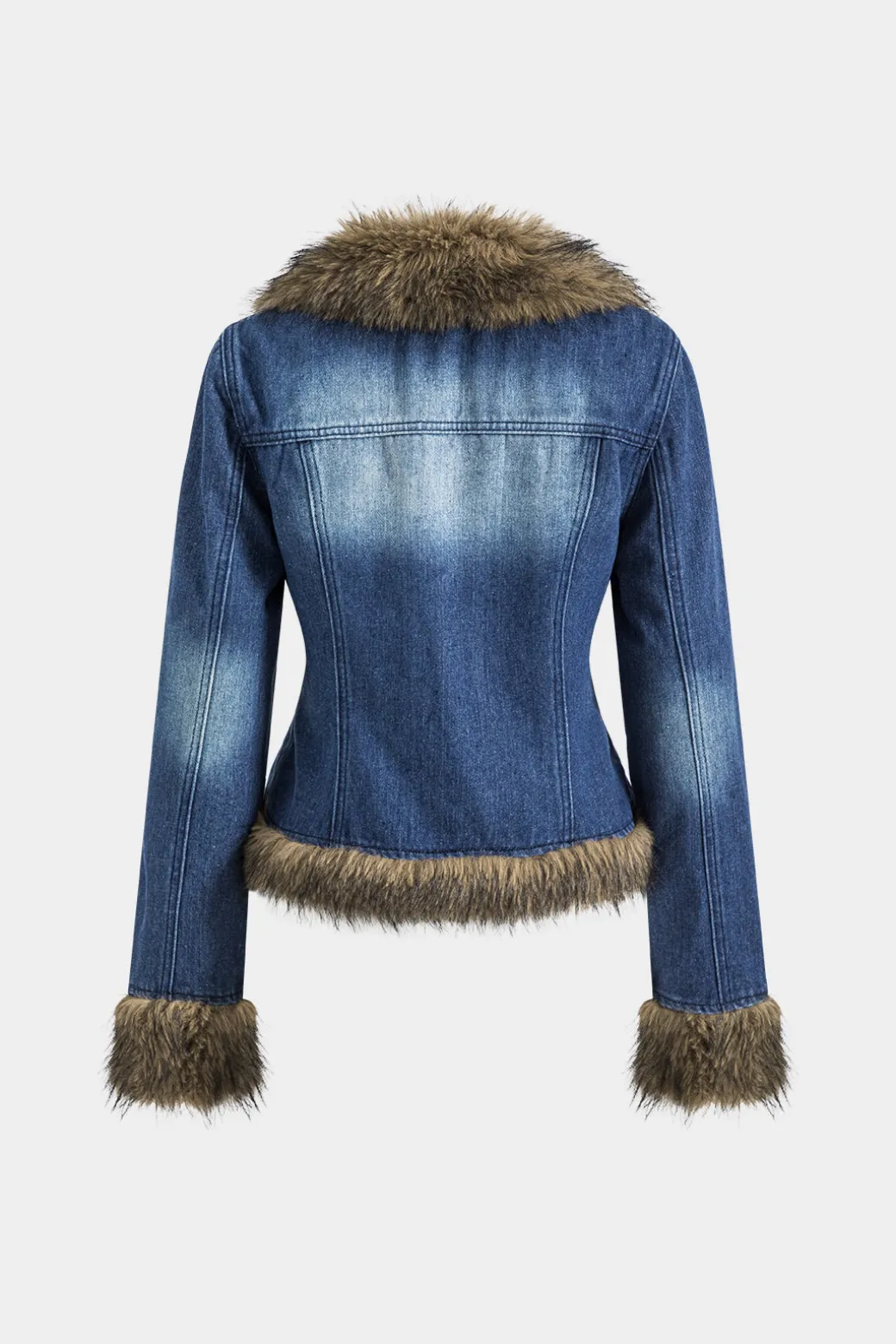 Best Denim Faux Fur Patchwork Jacket Outerwear | Outerwear