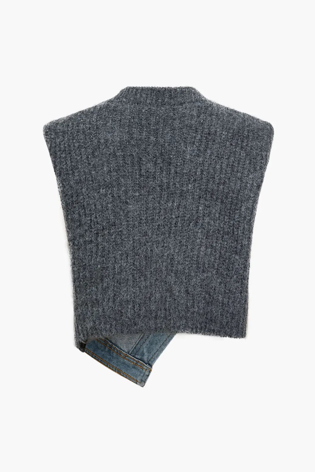 Cheap Denim Patchwork Asymmetrical Sweater Vest Knitwear | Knit Tops