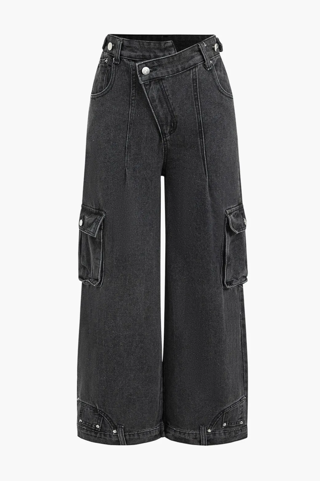 Clearance Denim Wide Leg Pants Low Waist Cargo Jeans Cargo Pants | Jeans