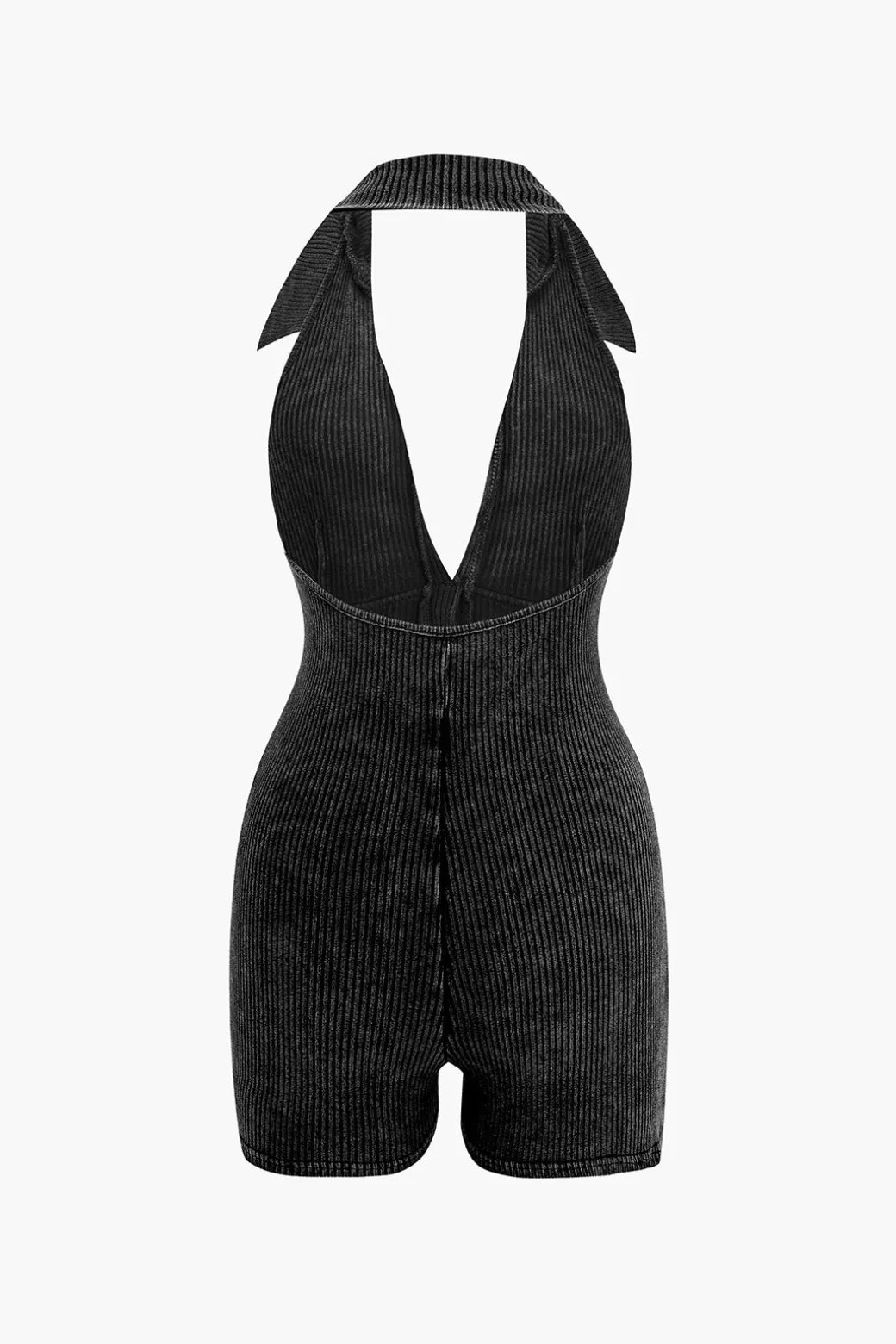 Cheap Distressed Backless Halter V-neck Romper Jumpsuits & Rompers