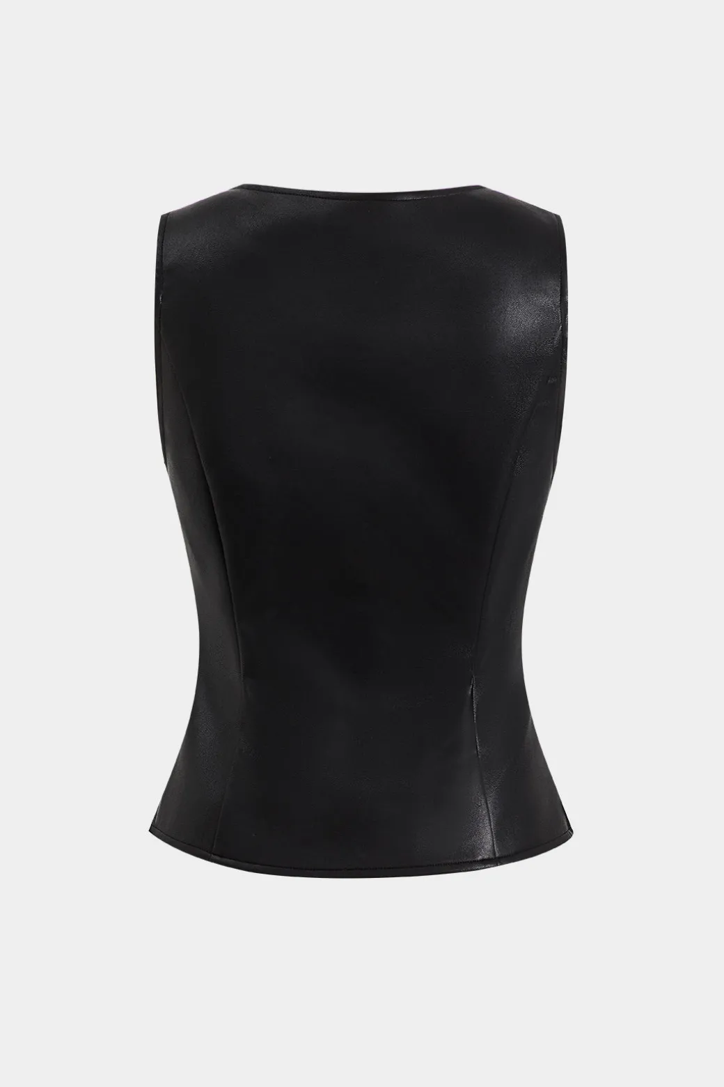 New Faux Leather Button Tank Top Tank Tops & Cami