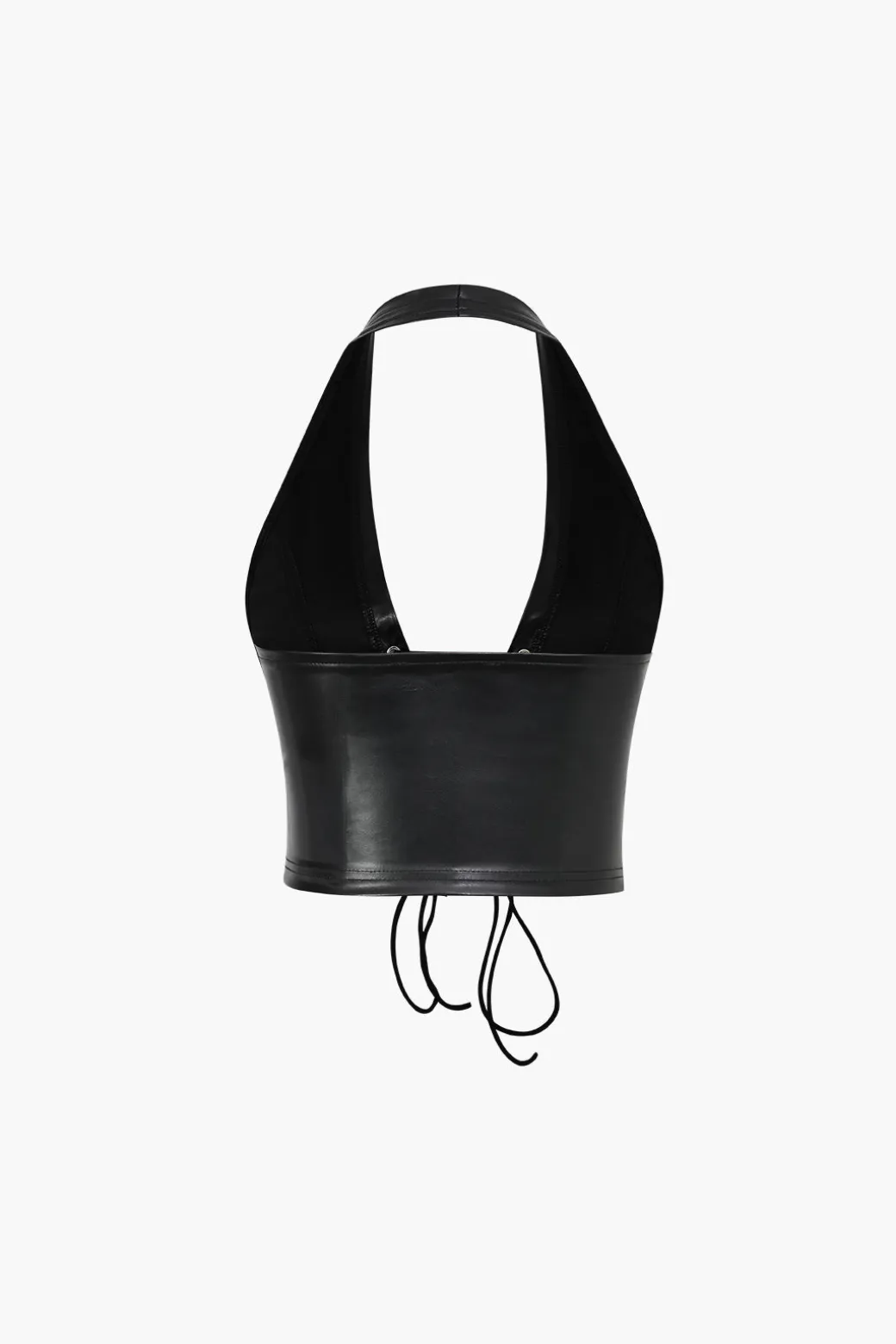 New Faux Leather Halter Lace-Up Top Tank Tops & Cami