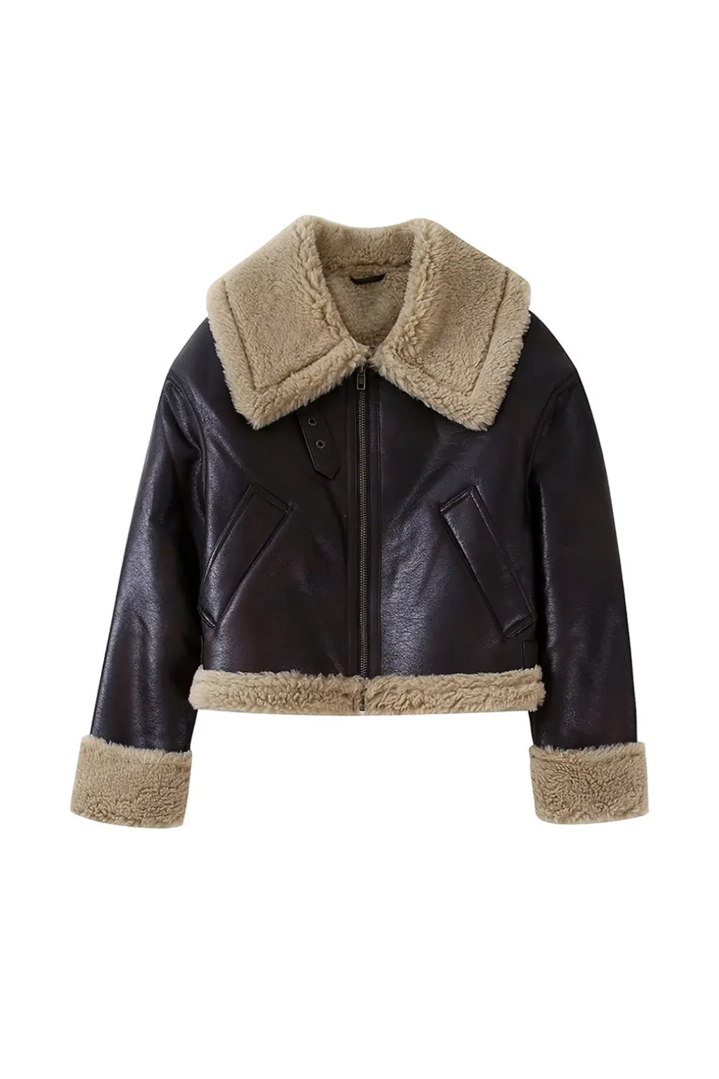 Best Sale Faux Leather Jacket Pocket Outerwear | Outerwear