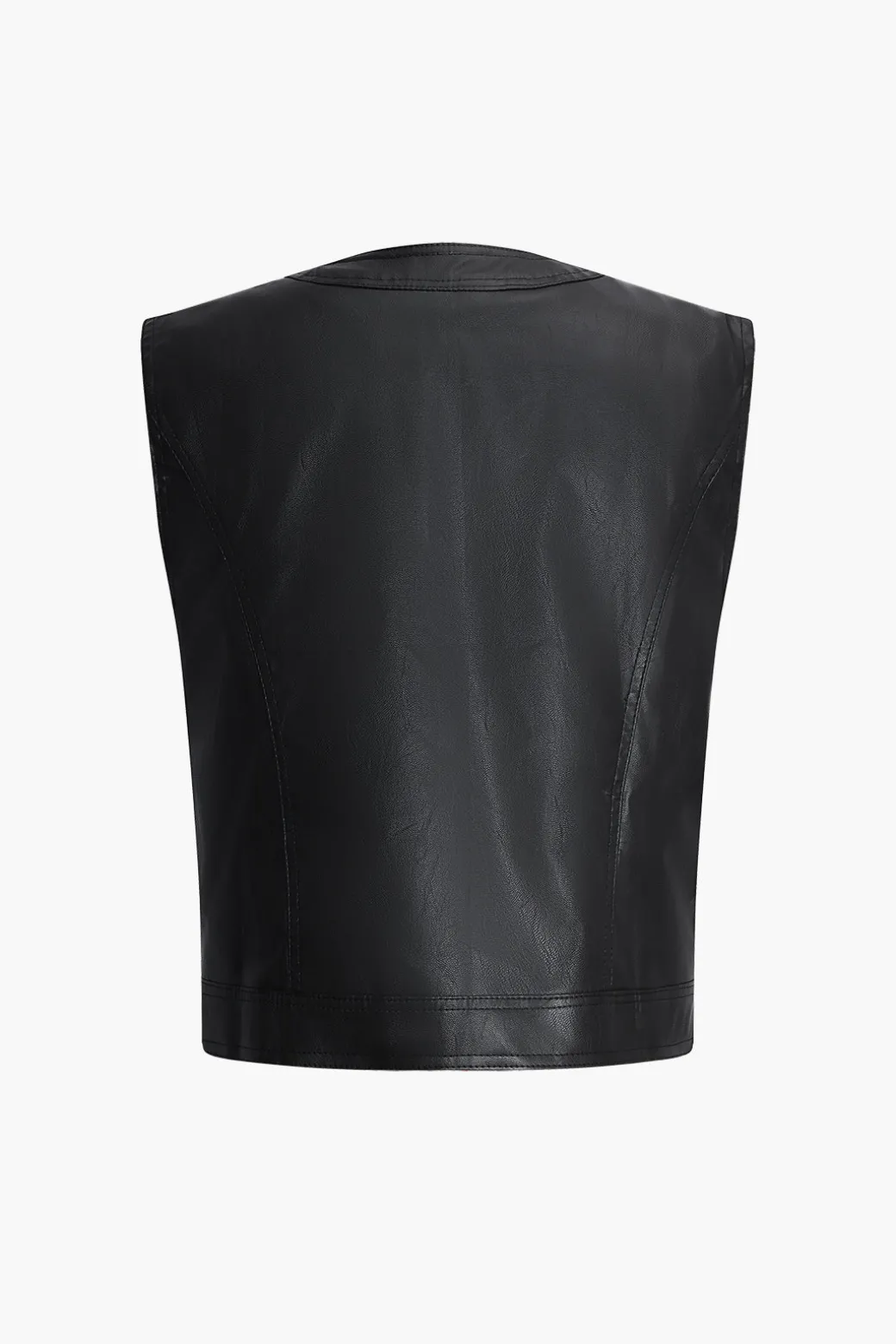 Cheap Faux Leather Vest With Pocket And Button Outerwear | Outerwear