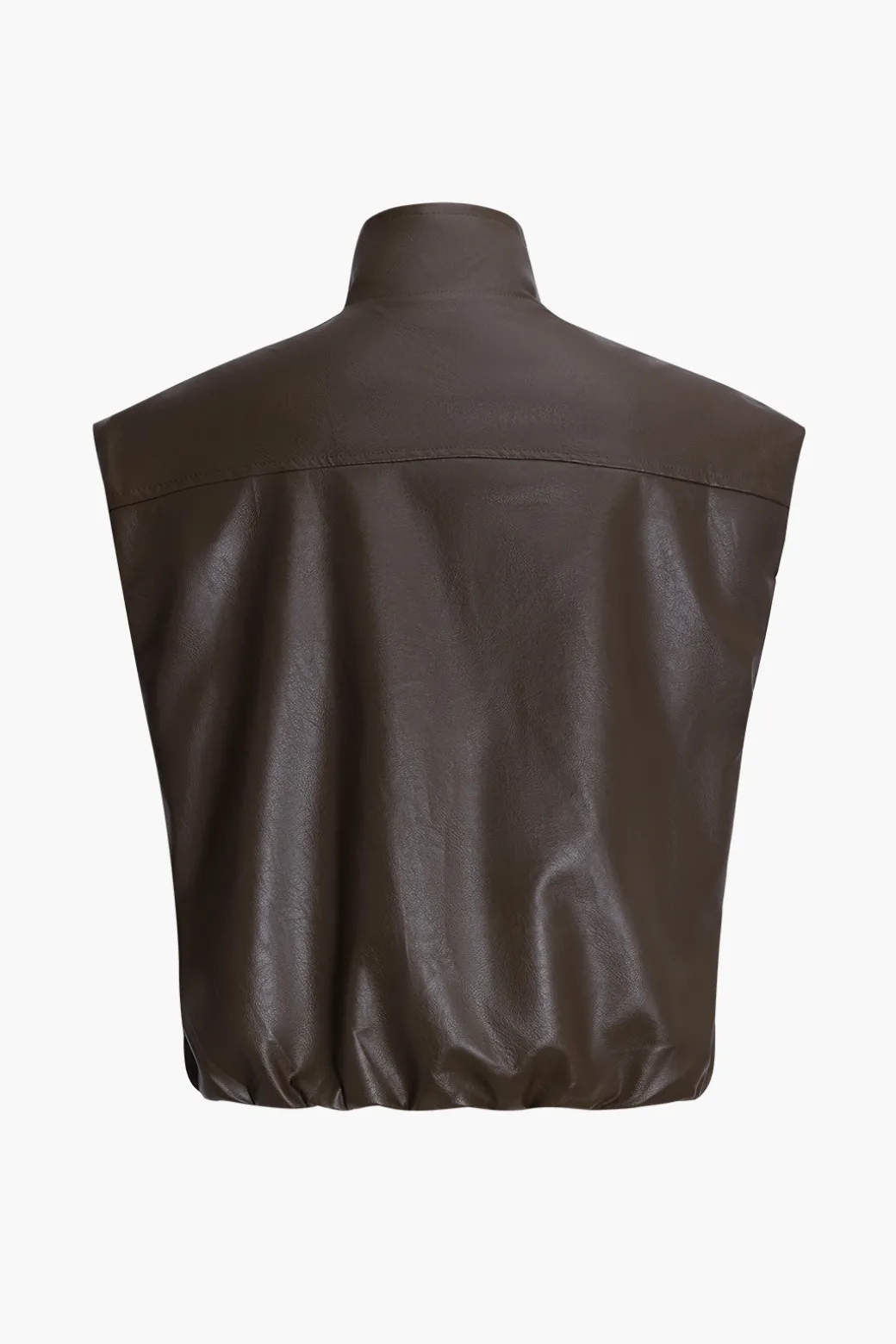 Store Faux Leather Zipper Detail Pocket Vest Outerwear | Outerwear