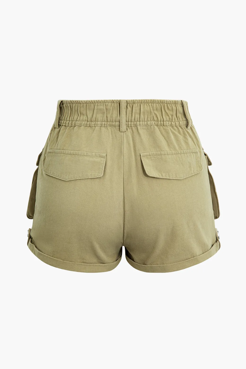 Cheap Flap Pocket High Waist Shorts Shorts