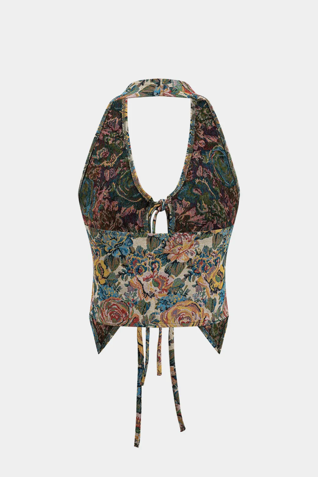 New Jacquard Halter Neck Tie-Up Tank Top Tank Tops & Cami