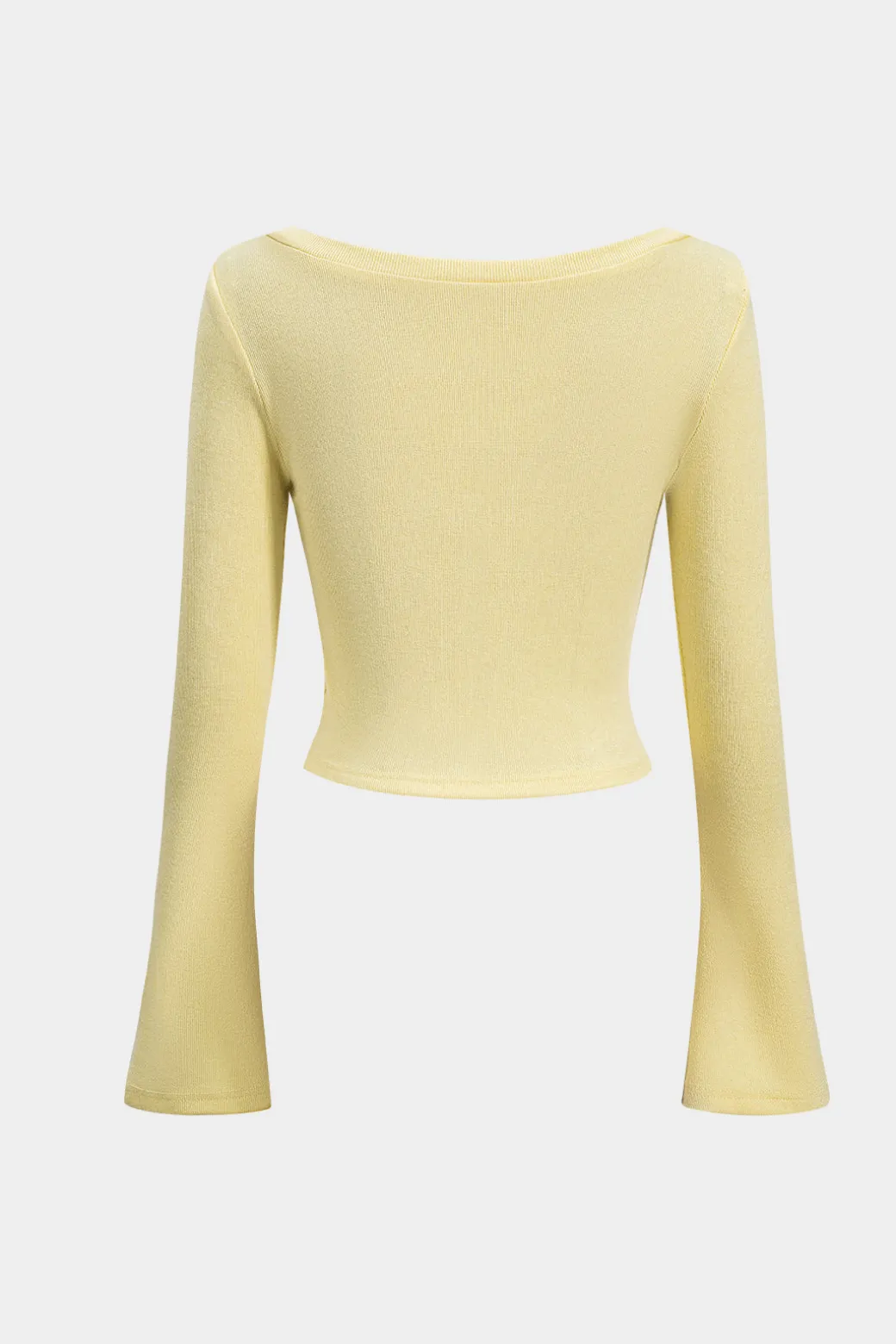 Cheap Knit Button Square Neck Bell Sleeve Top Knitwear | Knit Tops