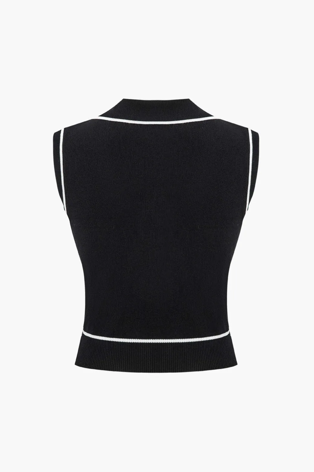 Online Knit Color Block Button Vest Knit Tops
