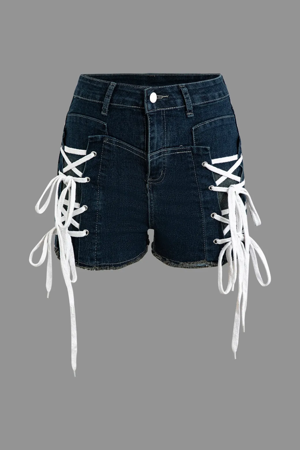 Cheap Lace Up Denim Short Shorts