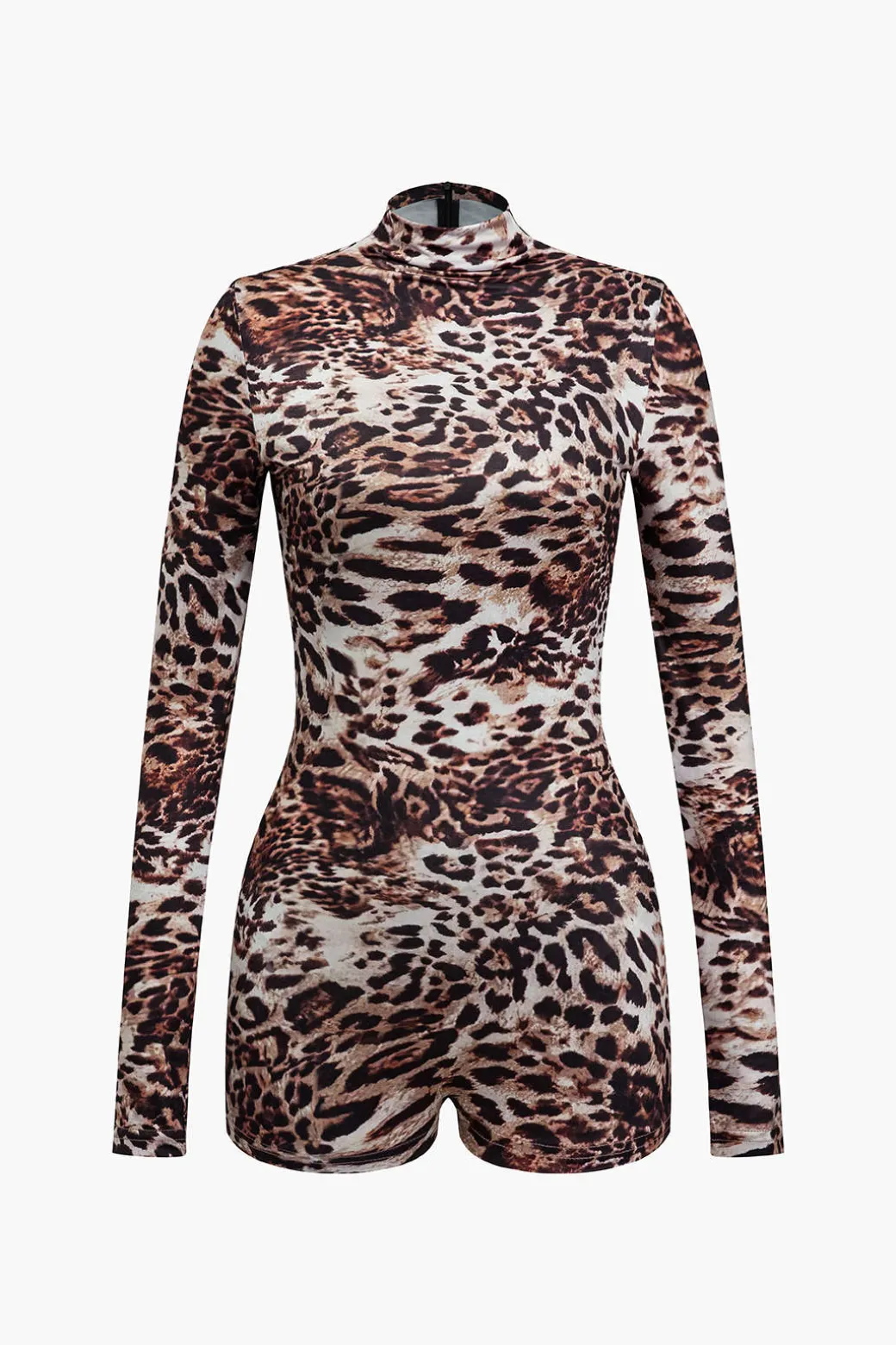 Fashion Leopard Print Long Sleeve Bodycon Romper Jumpsuits & Rompers