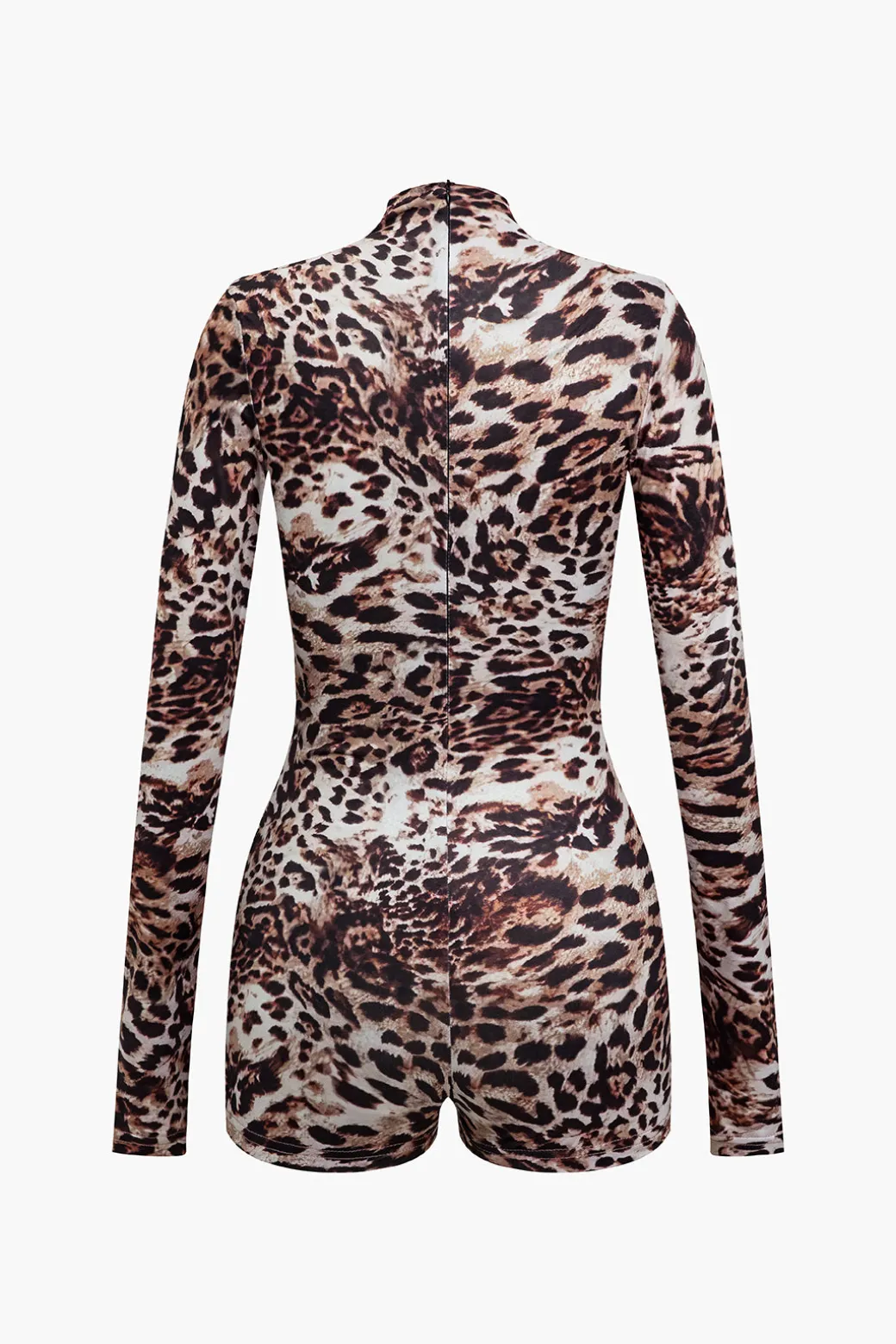 Fashion Leopard Print Long Sleeve Bodycon Romper Jumpsuits & Rompers