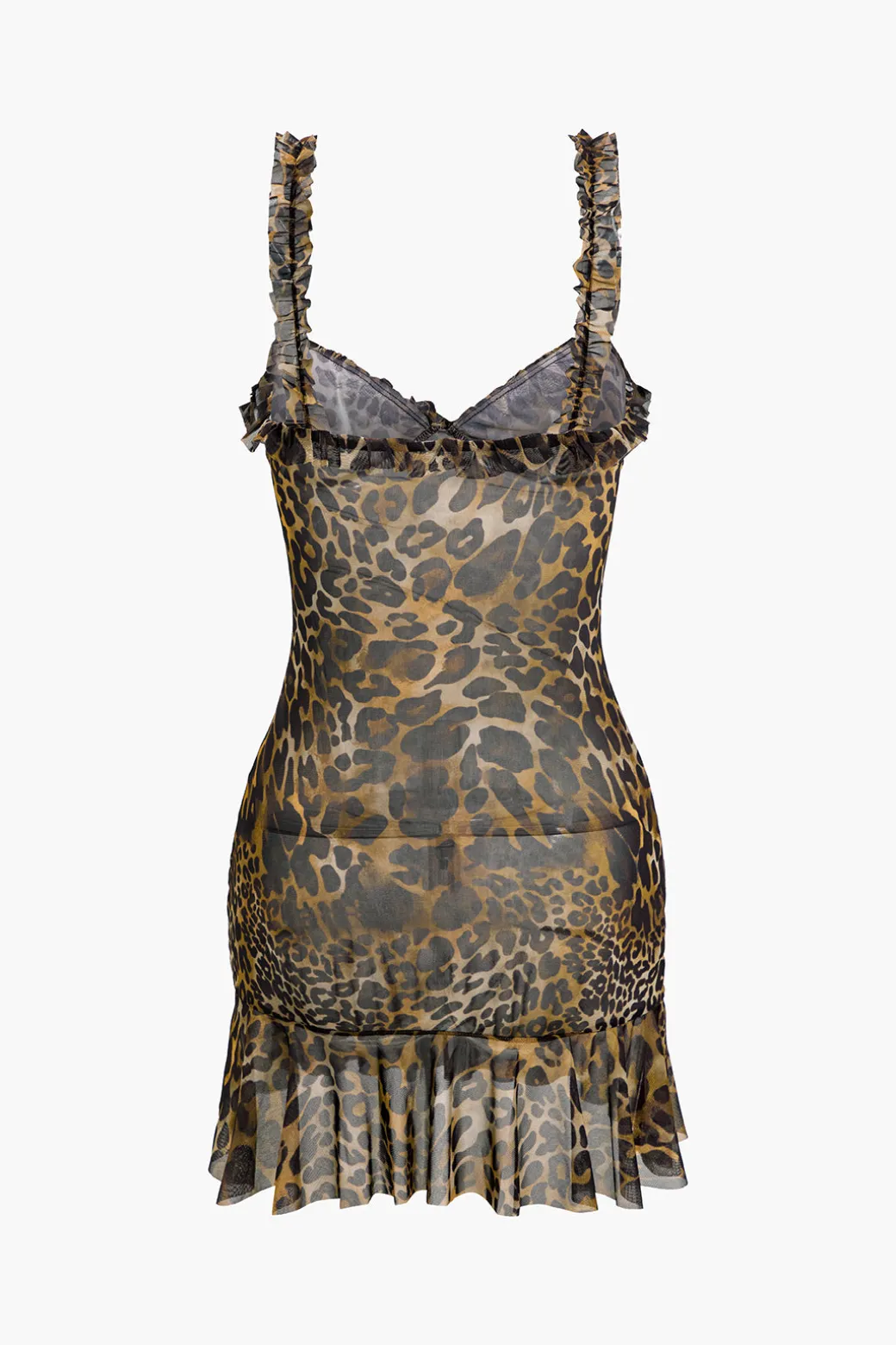 Hot Leopard Print Scallop Edge Mini Dress Mini Dresses