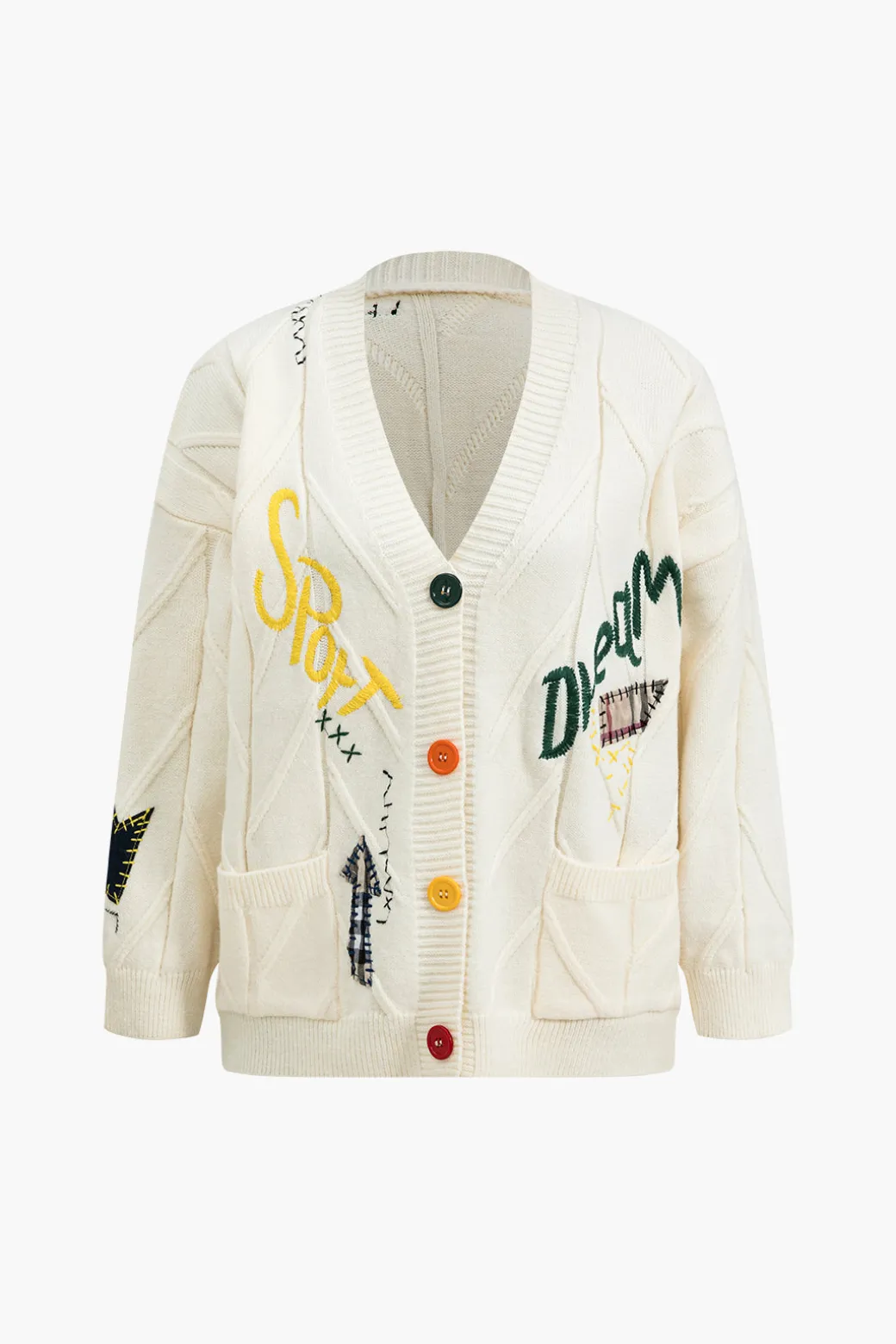 Best Letter Embroidery Sweater Cardigan Outerwear | Outerwear