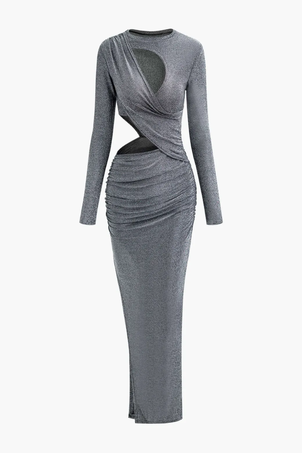 New Lurex Asymmetric Cut Out Long Sleeve Maxi Dress Long Sleeve Dresses | Maxi Dresses