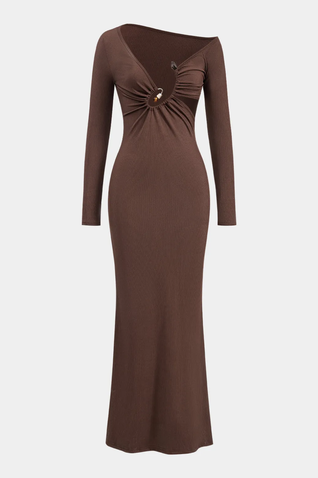 Outlet Metallic Beaded Cut Out Asymmetry Neck Long Sleeve Maxi Dress Long Sleeve Dresses | Maxi Dresses