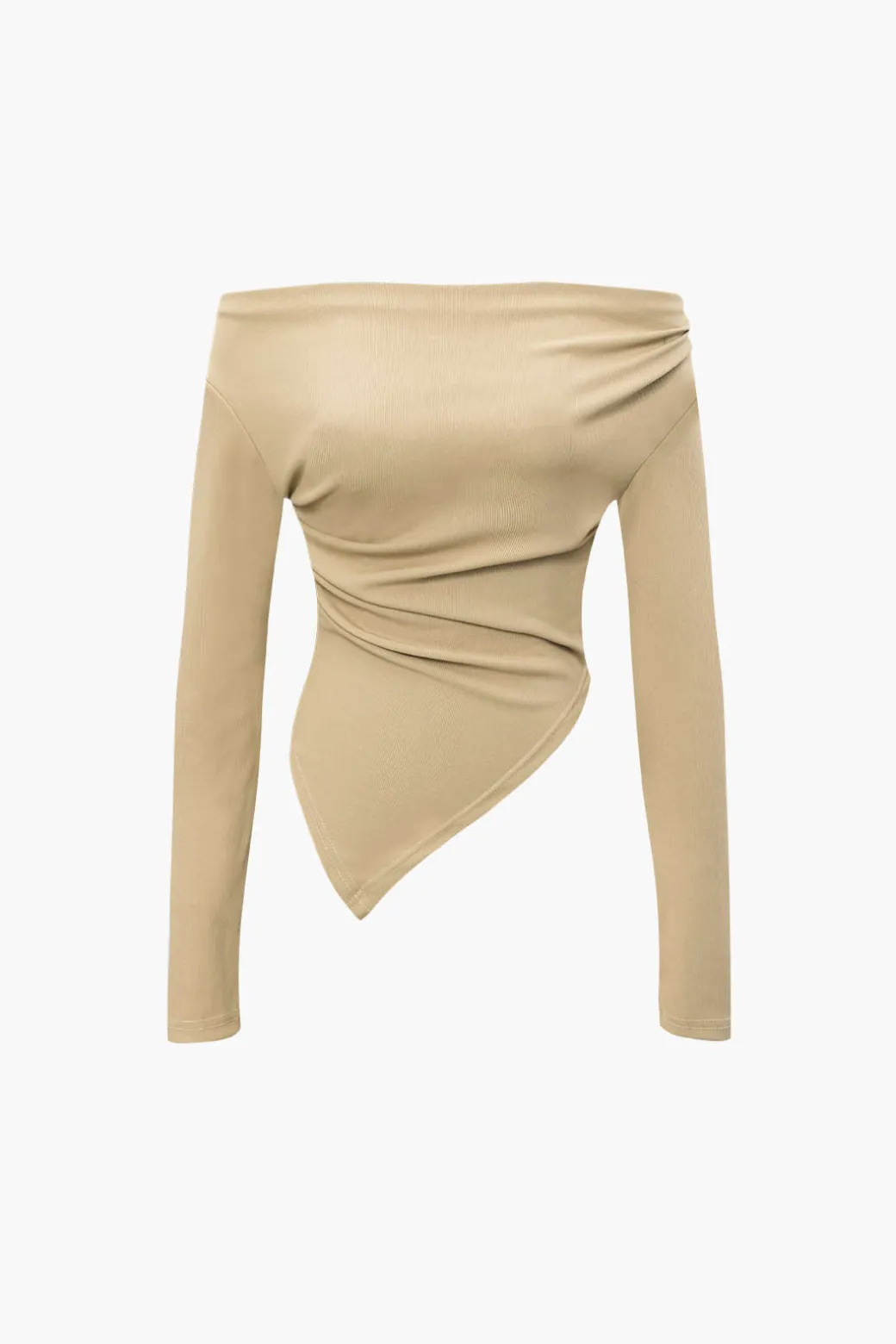 Clearance Off Shoulder Ruched Asymmetric Top And Straight Leg Pants Set Pant Sets