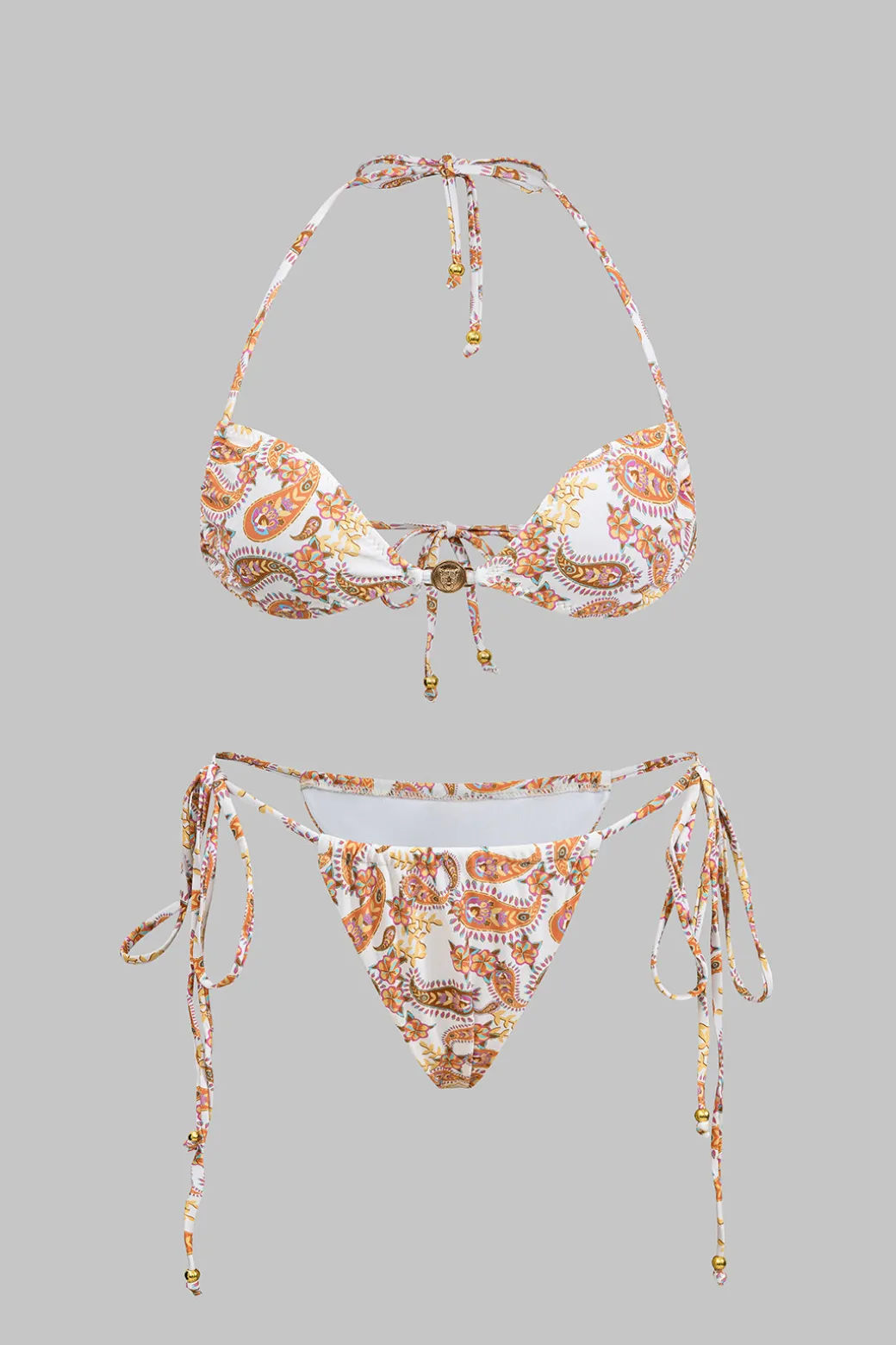 Best Sale Paisley Print Tie-Up Bikini Set Swimwear