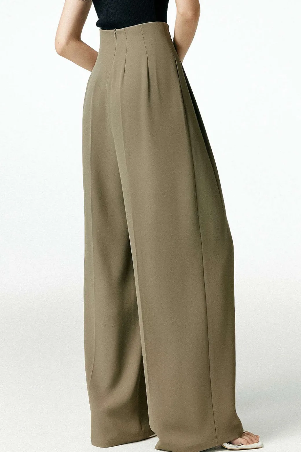 Cheap Pleated Asymmetrical Wide Leg Trousers Pants