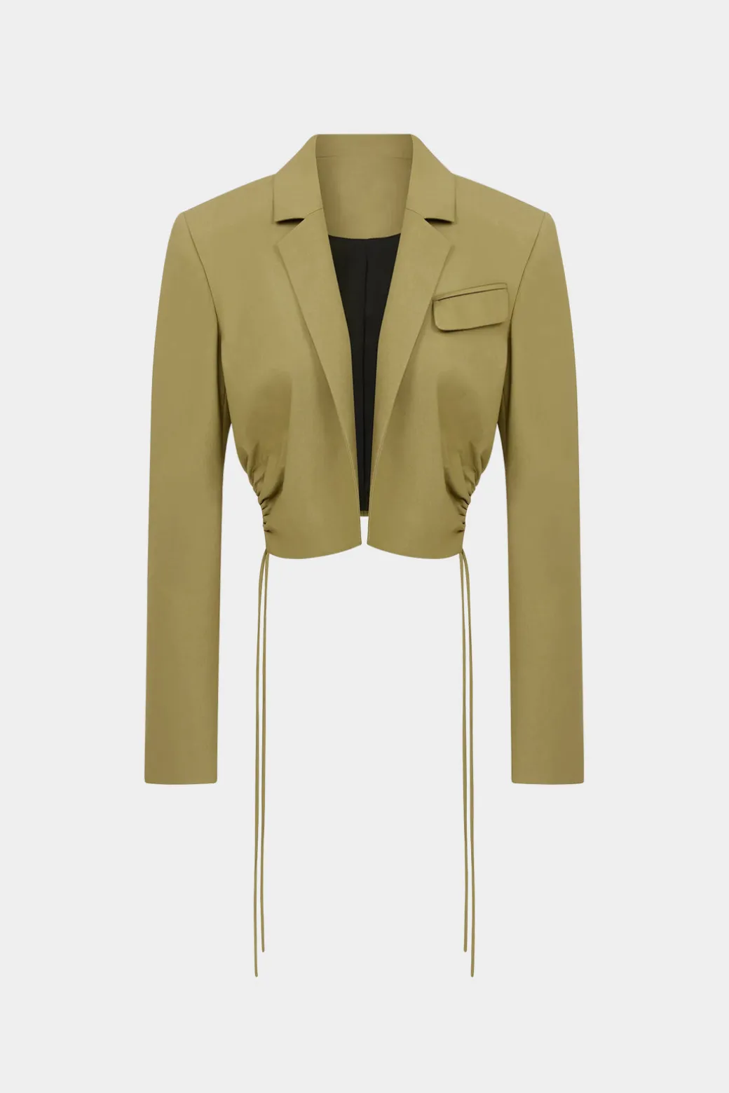 Best Sale Pocket Notched Lapel Drawstring Blazer Outerwear | Outerwear