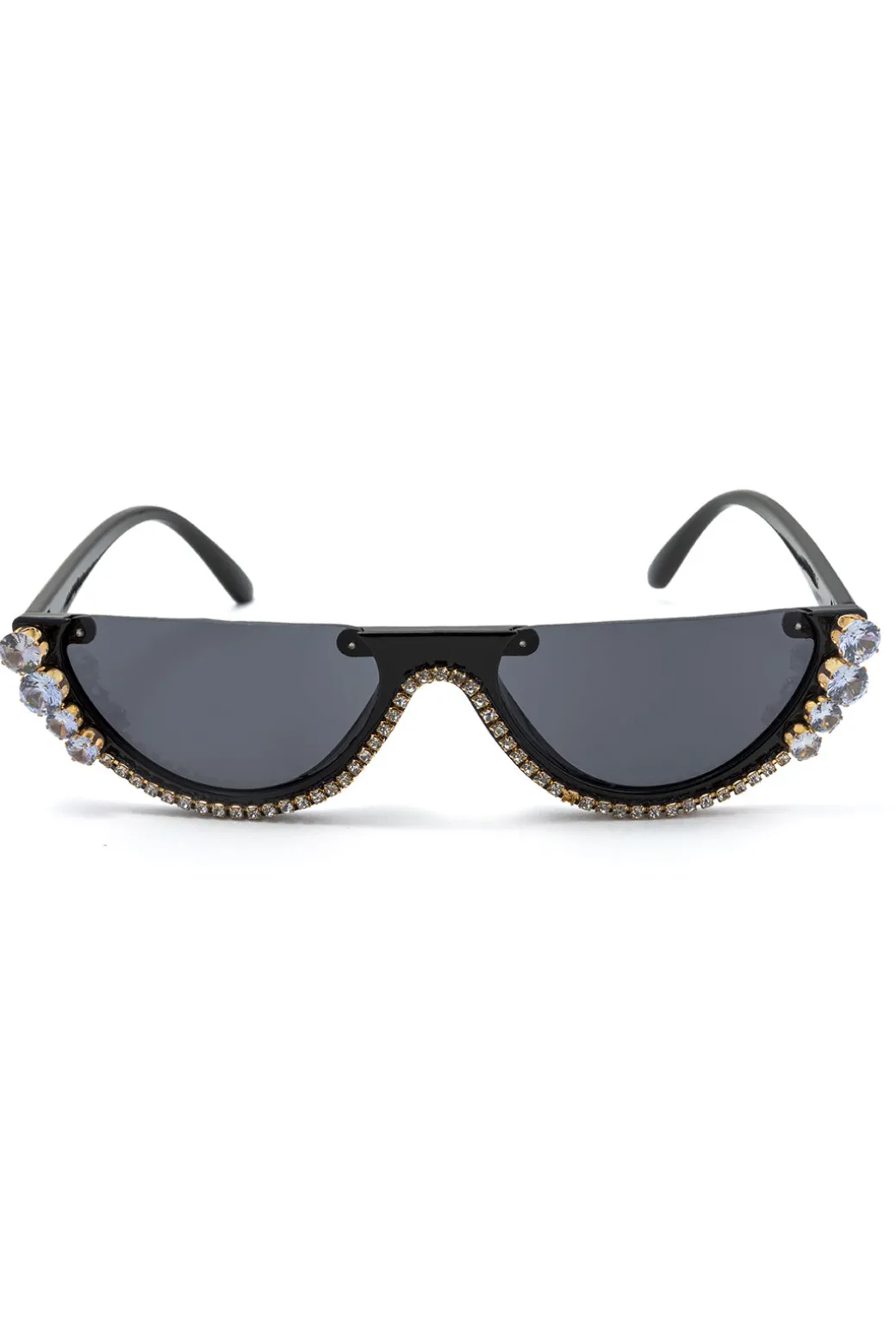 Best Sale Rhinestone Decor Half Frame Sunglasses Sunglasses | Accessories