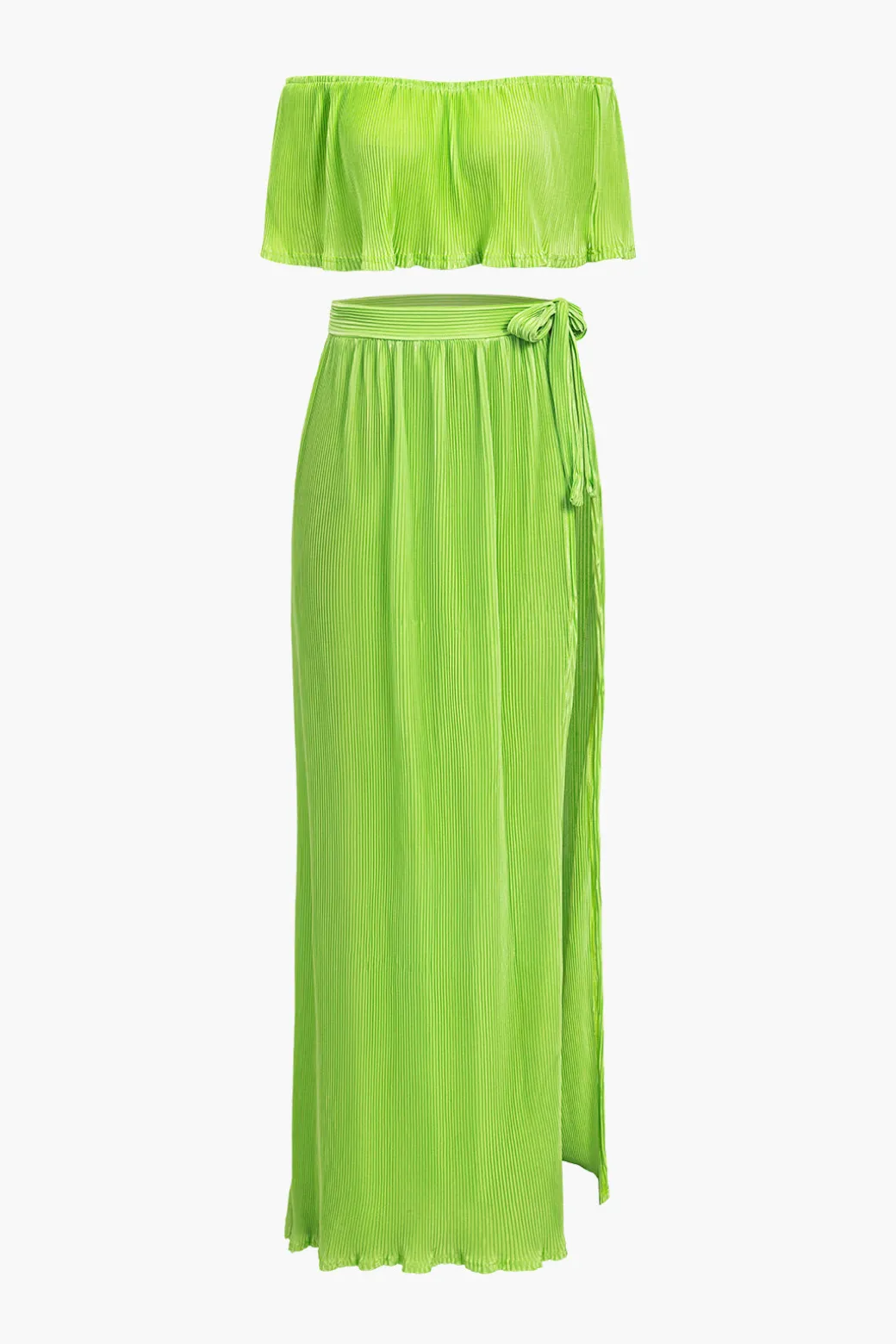 Clearance Ruffle Tube Top And Split Maxi Skirt Set Skirt Sets