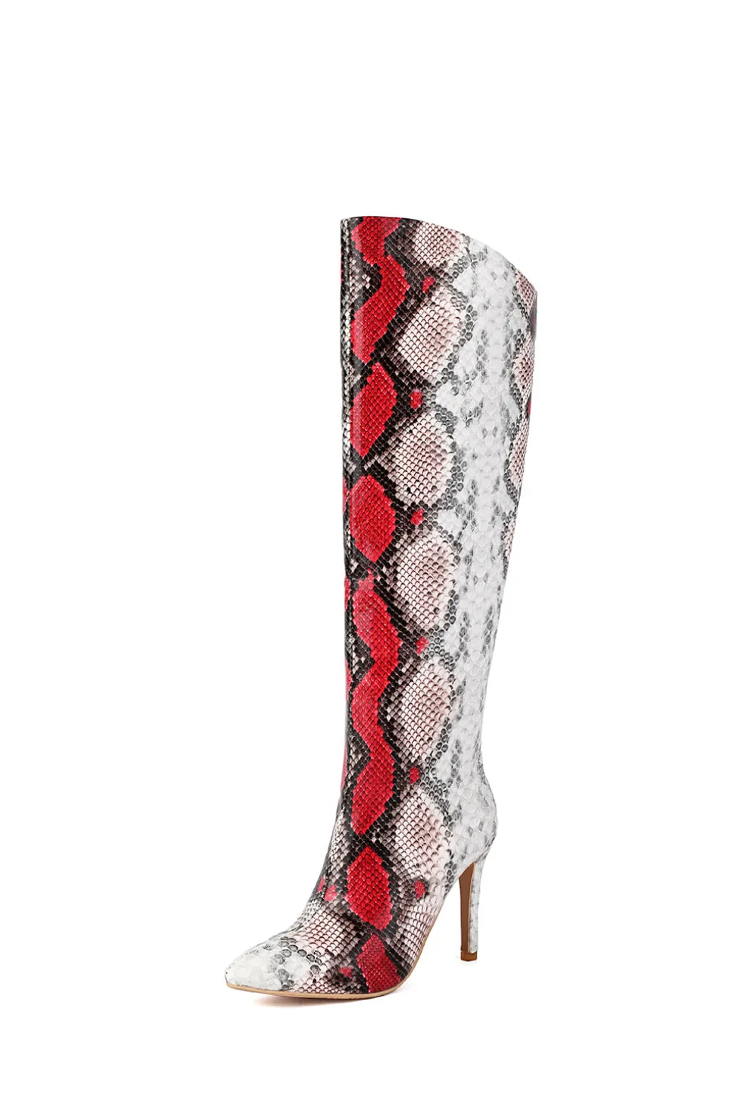 New Snake Skin Faux Leather High Heel Pointed Toe Over The Knee Boots Shoes | Boots