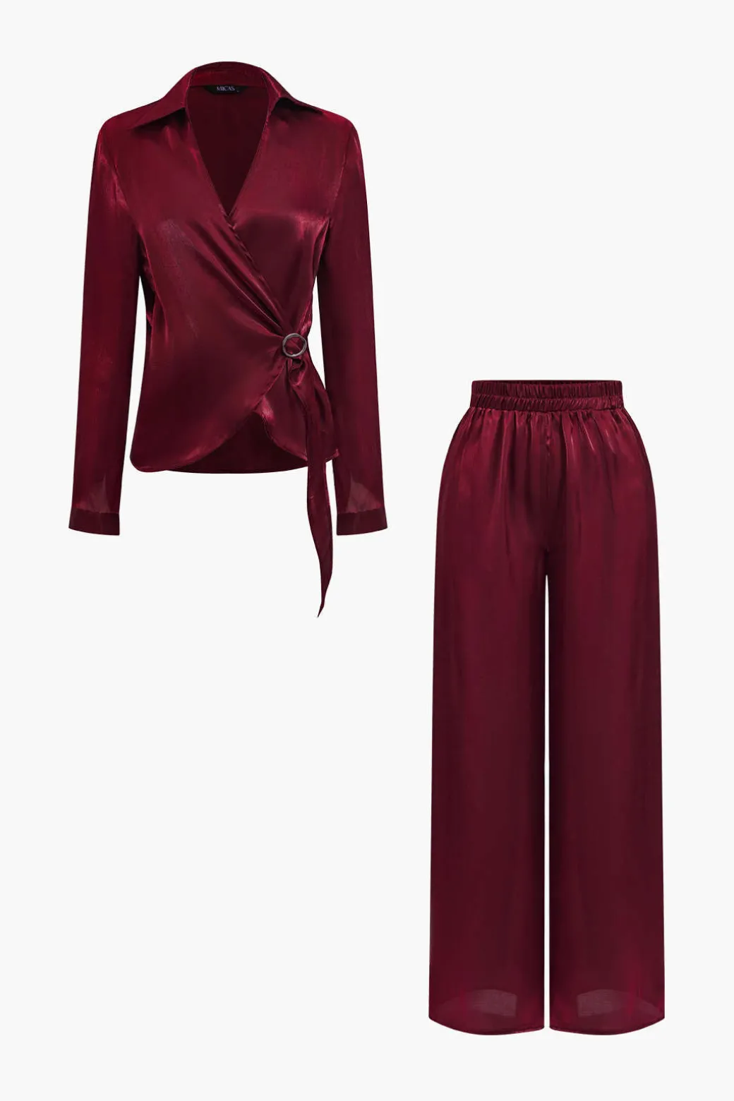 Outlet Solid Asymmetrical Shirt And Trousers Set Pant Sets | Vacation Sets