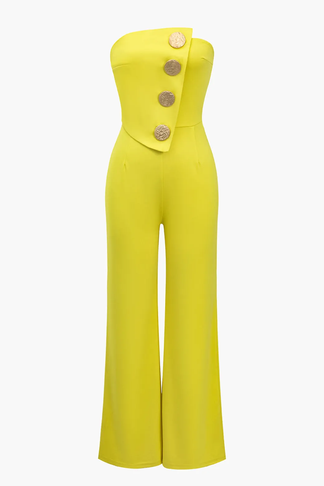 Best Solid Button Asymmetrical Jumpsuit Jumpsuits & Rompers