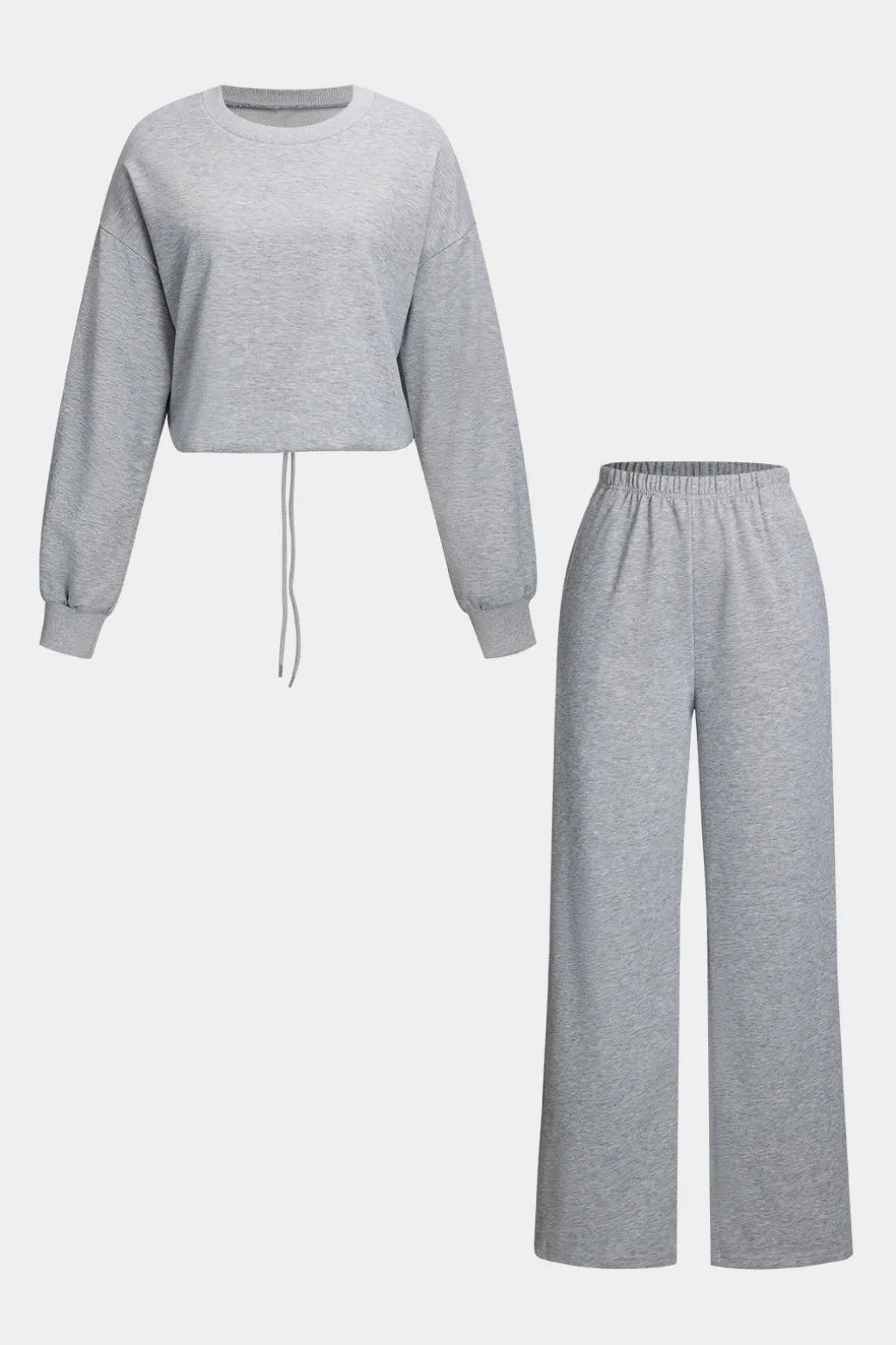 Outlet Solid Drawstring Top And Trousers Set Pant Sets