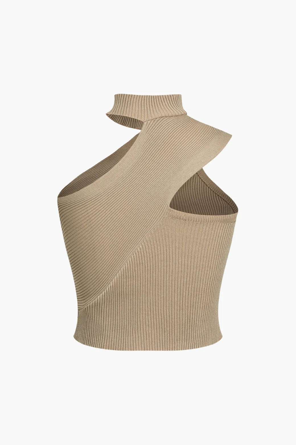 Best Solid Knit Asymmetrical Mock Neck Tank Top Knitwear | Knit Tops