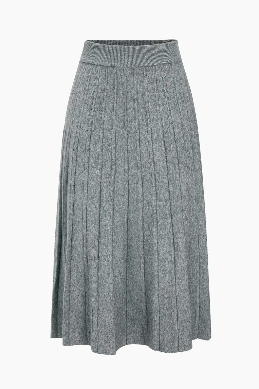 Discount Solid Knit Pleated High Waist Skirt Knitwear | Knit Bottoms