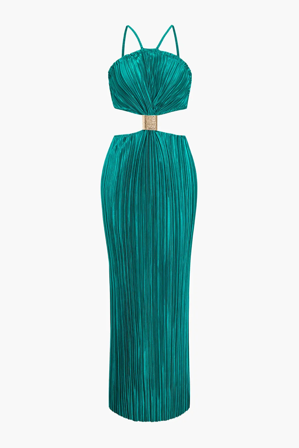 Online Solid Pleated Slit Maxi Dress Maxi Dresses