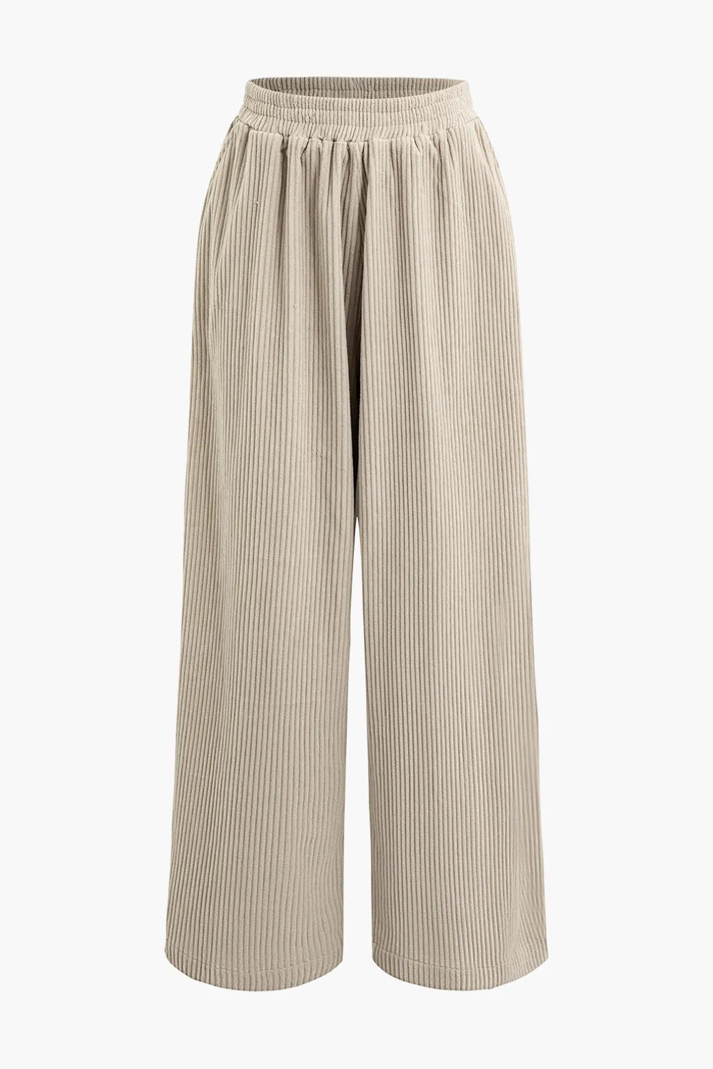 Clearance Solid Pleated Wide Leg Pants Pants