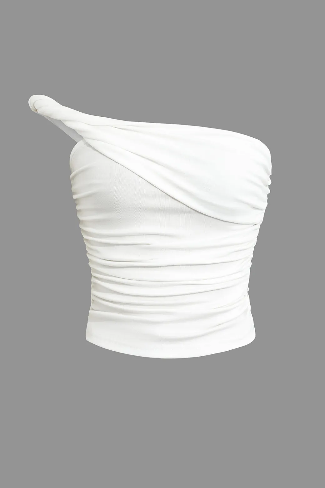 Cheap Solid Ruched Twisted Crop Tube Top Tube Tops