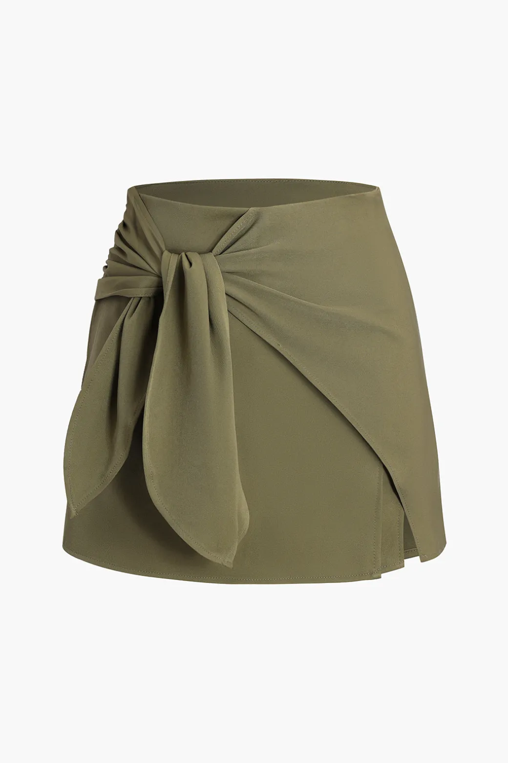 Best Sale Solid Tie Front Mini Skorts Shorts