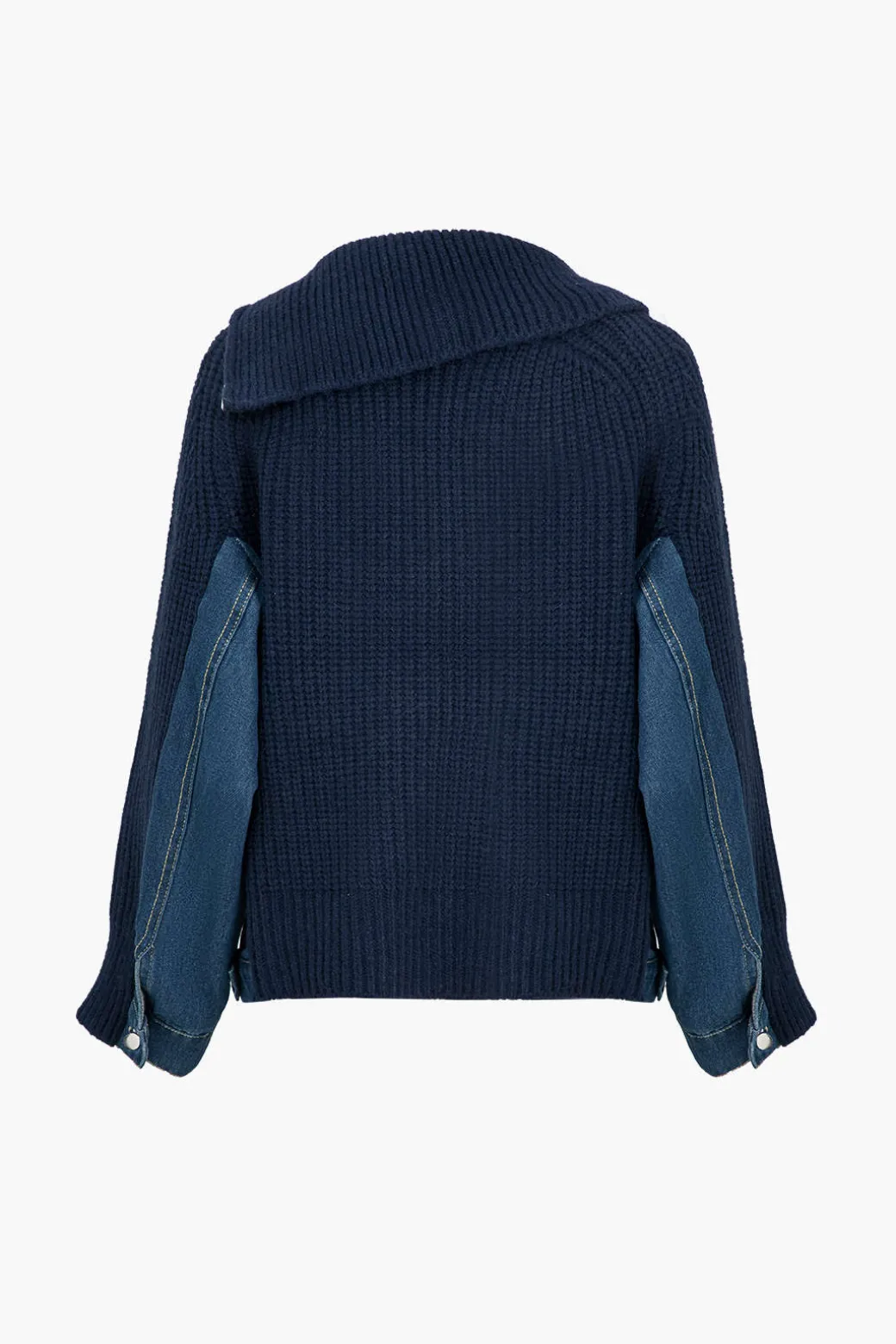 Best Solid Zipper Detail Patchwork Sweater Cardigan Outerwear | Outerwear