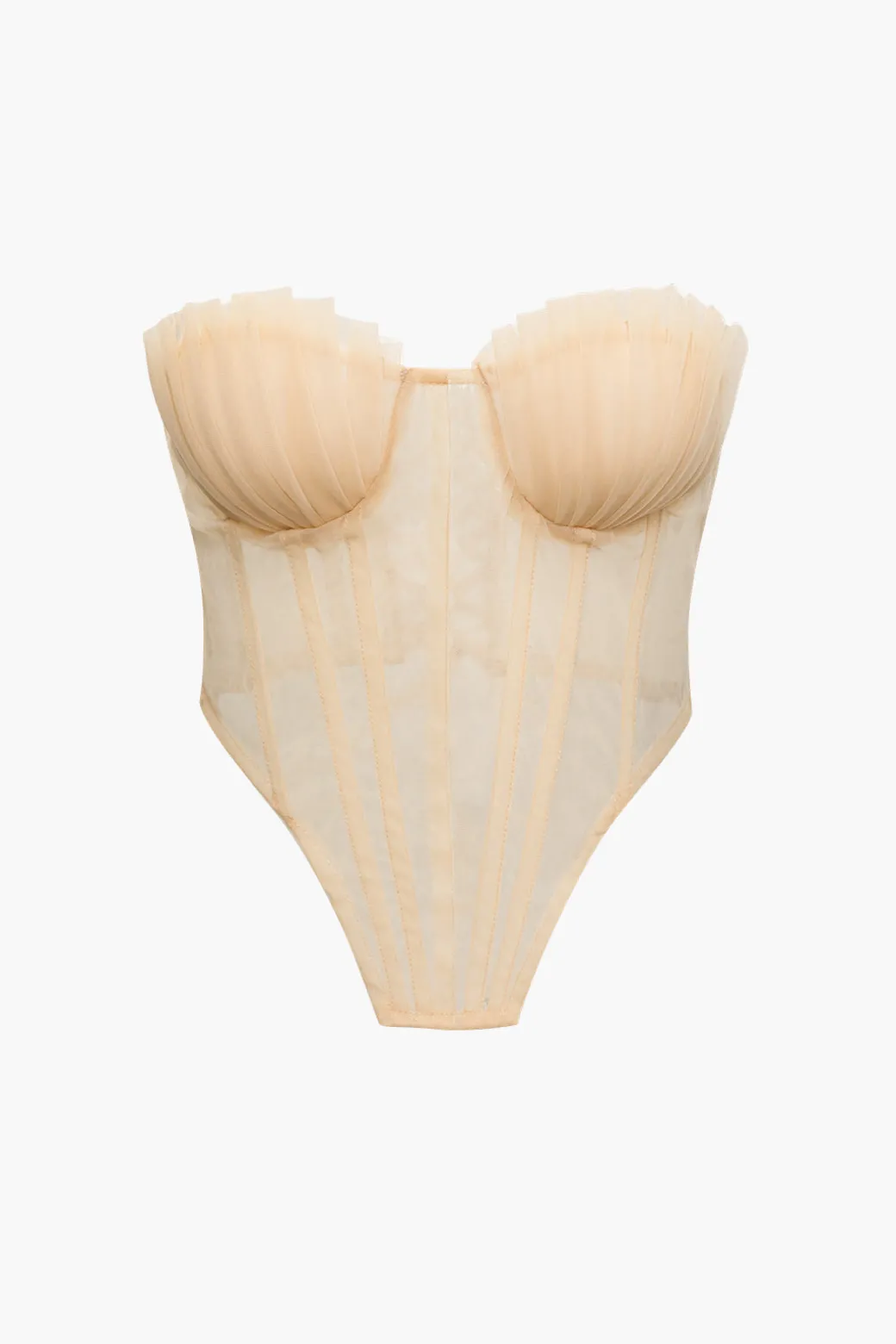Flash Sale Tie Back Sheer Mesh Corset Strapless Top Tube Tops | Corset & Bustier Tops